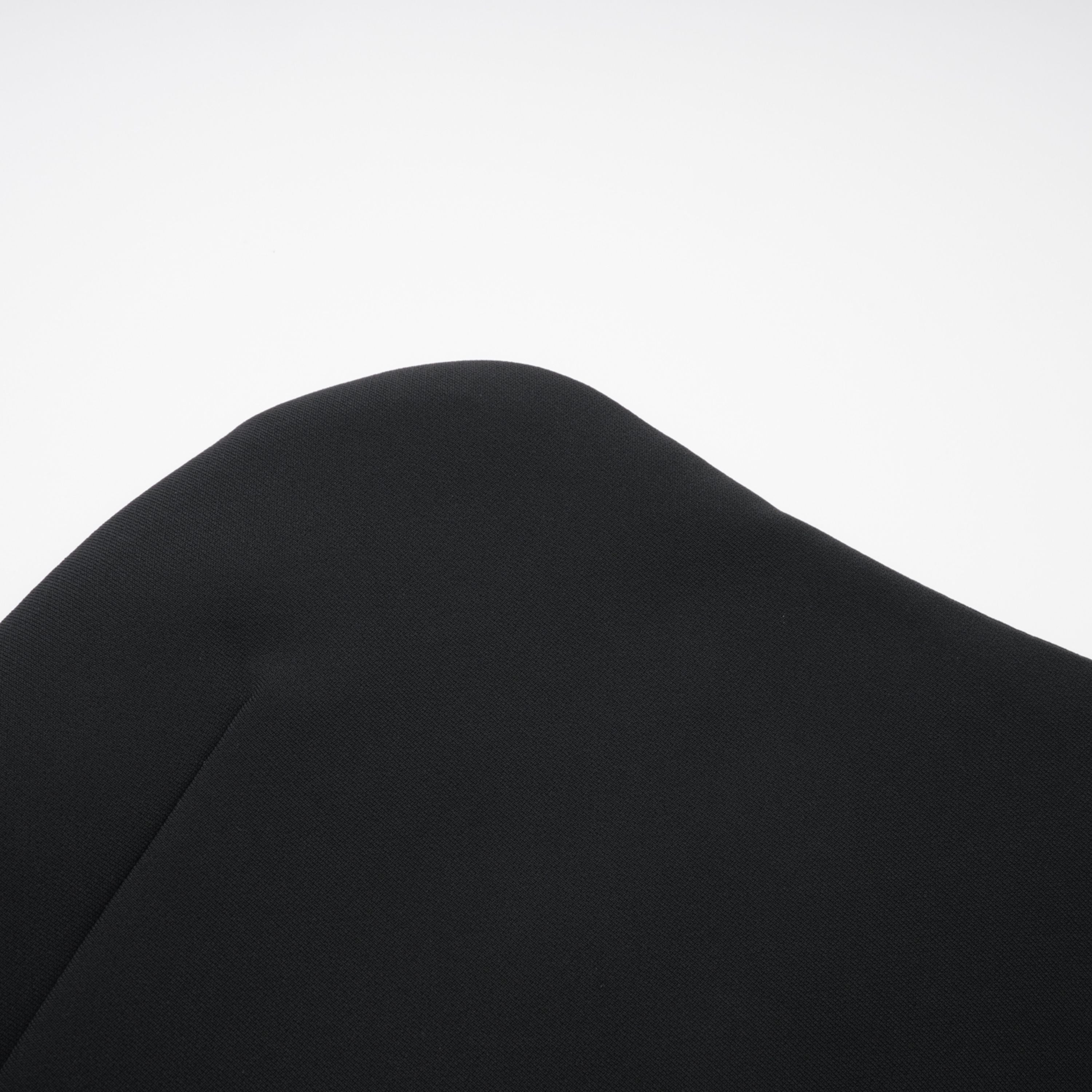 Black structured two-piece midi set with a boxy crop top and an exaggerated hip midi skirt