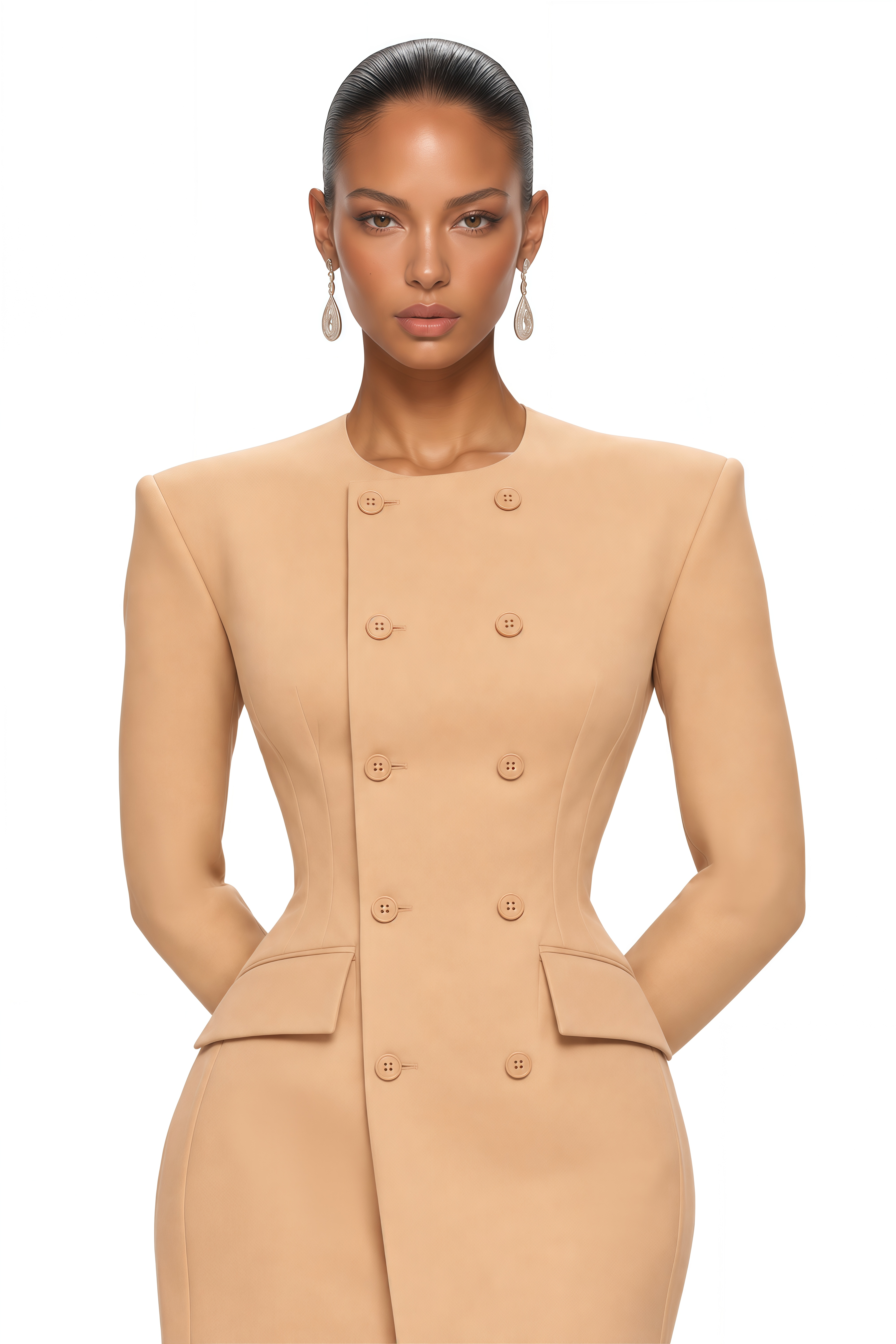 Sienna Neutral Double Breasted Blazer Mini Dress