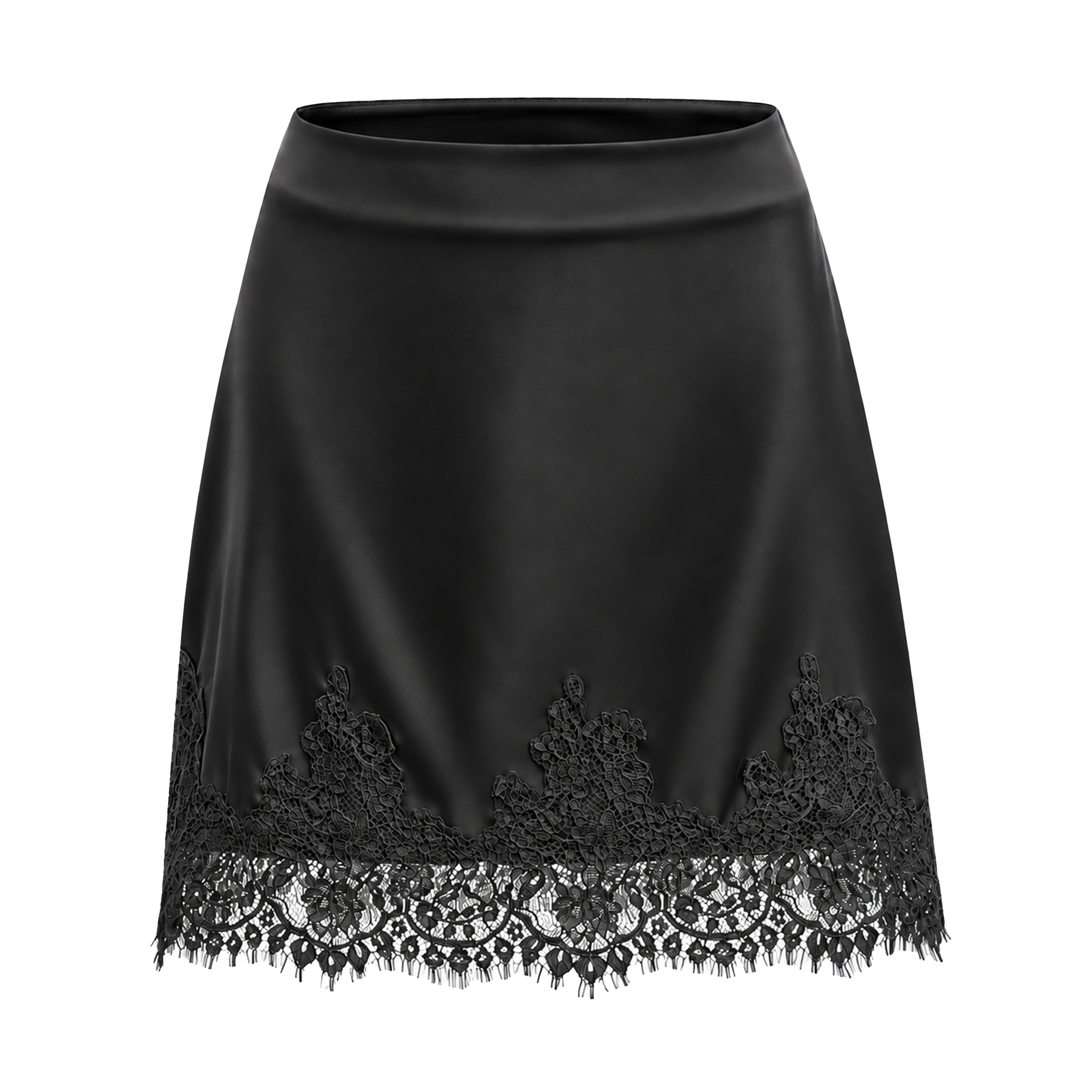 Sophia Black One Shoulder Top & Skirt Set with Black Lace Trim