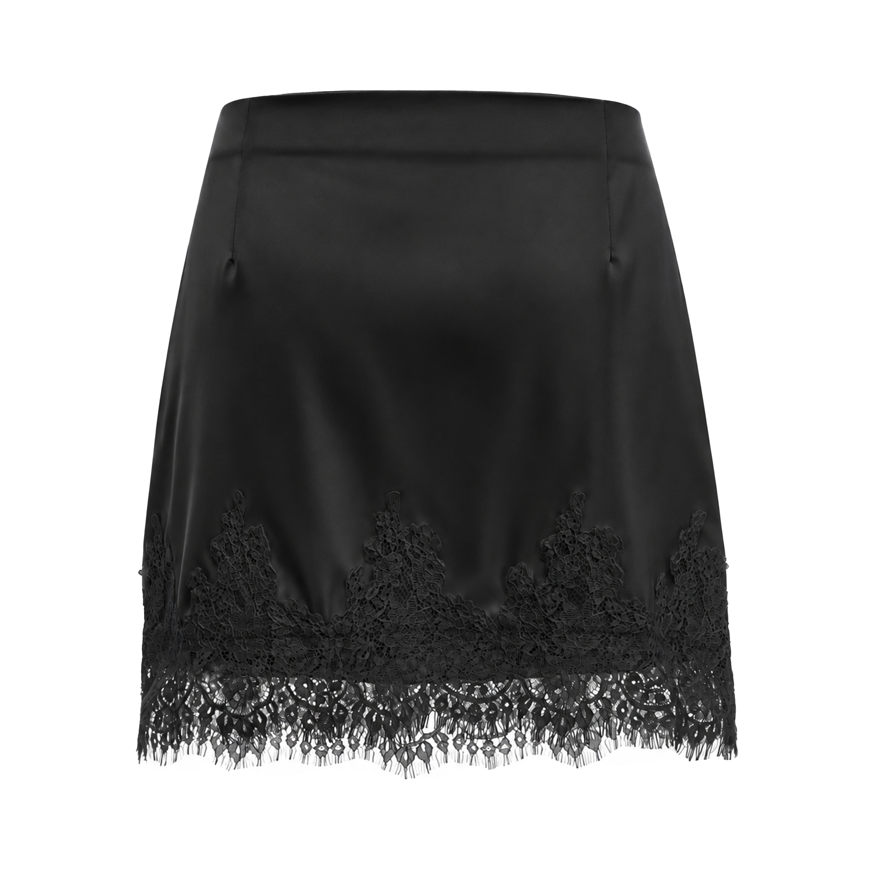 Sophia Black One Shoulder Top & Skirt Set with Black Lace Trim