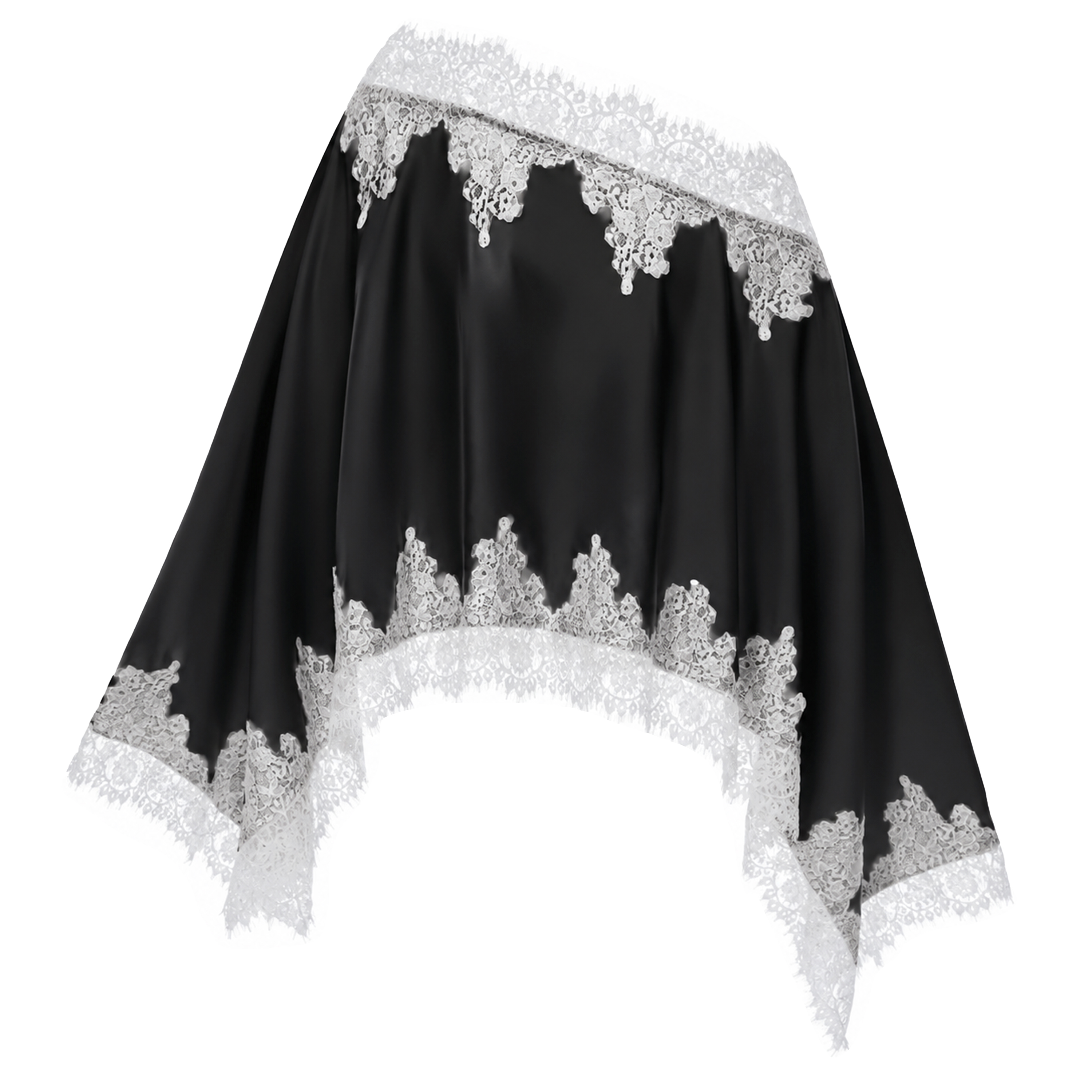 Sophia Black One Shoulder Top & Skirt Set with Lace Trim