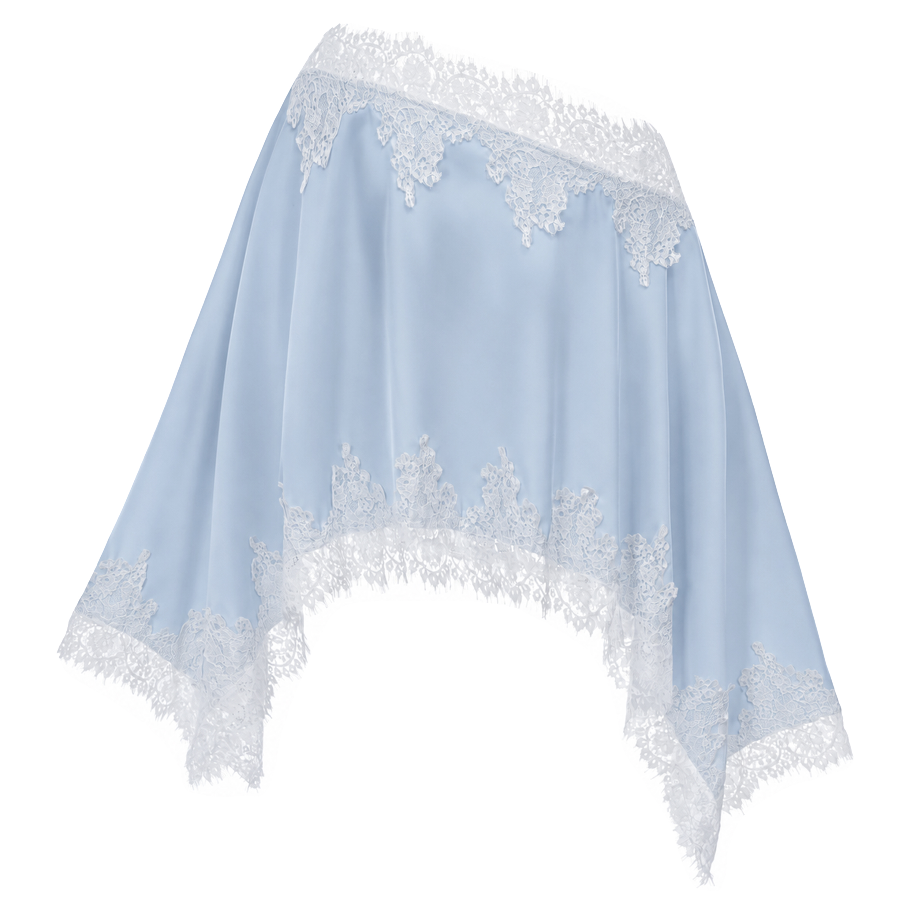 Sophia Blue One Shoulder Top & Skirt Set with Lace Trim