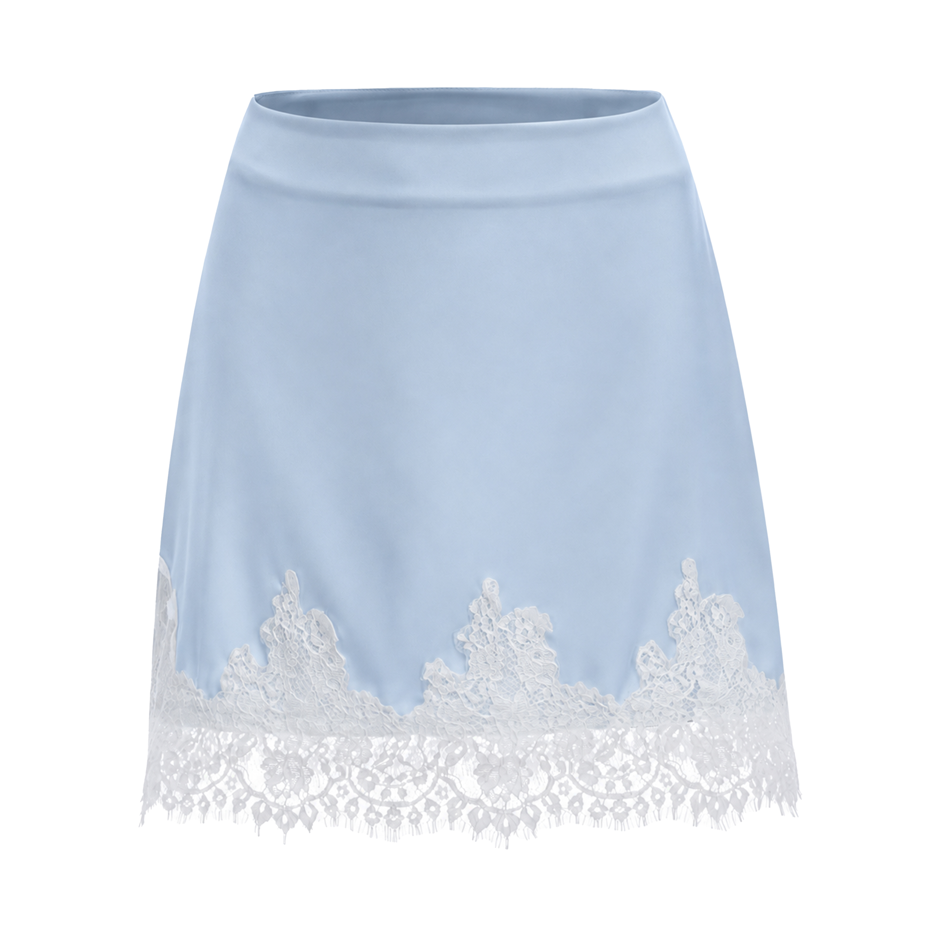 Sophia Blue One Shoulder Top & Skirt Set with Lace Trim