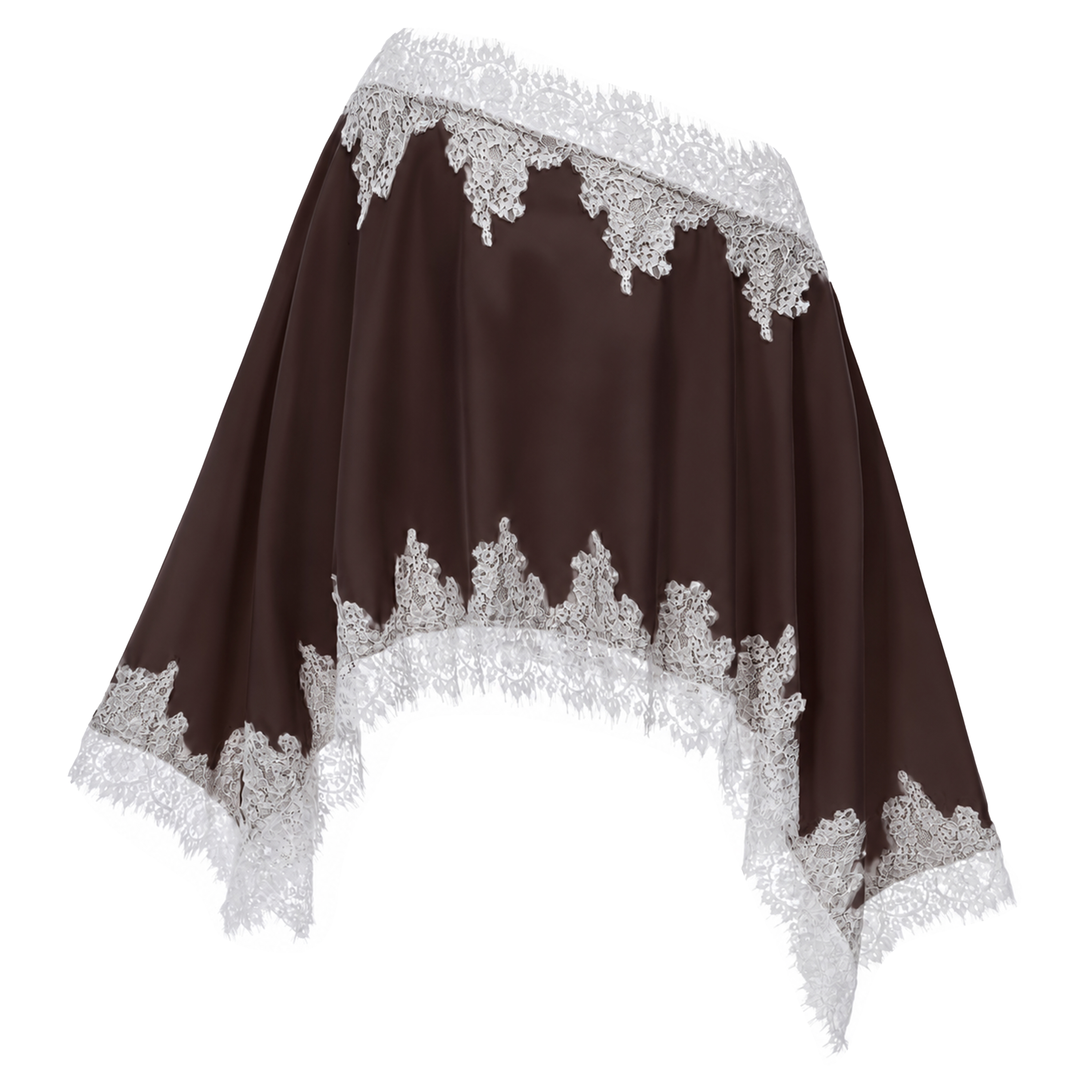 Sophia Brown One Shoulder Top & Skirt Set with Lace Trim