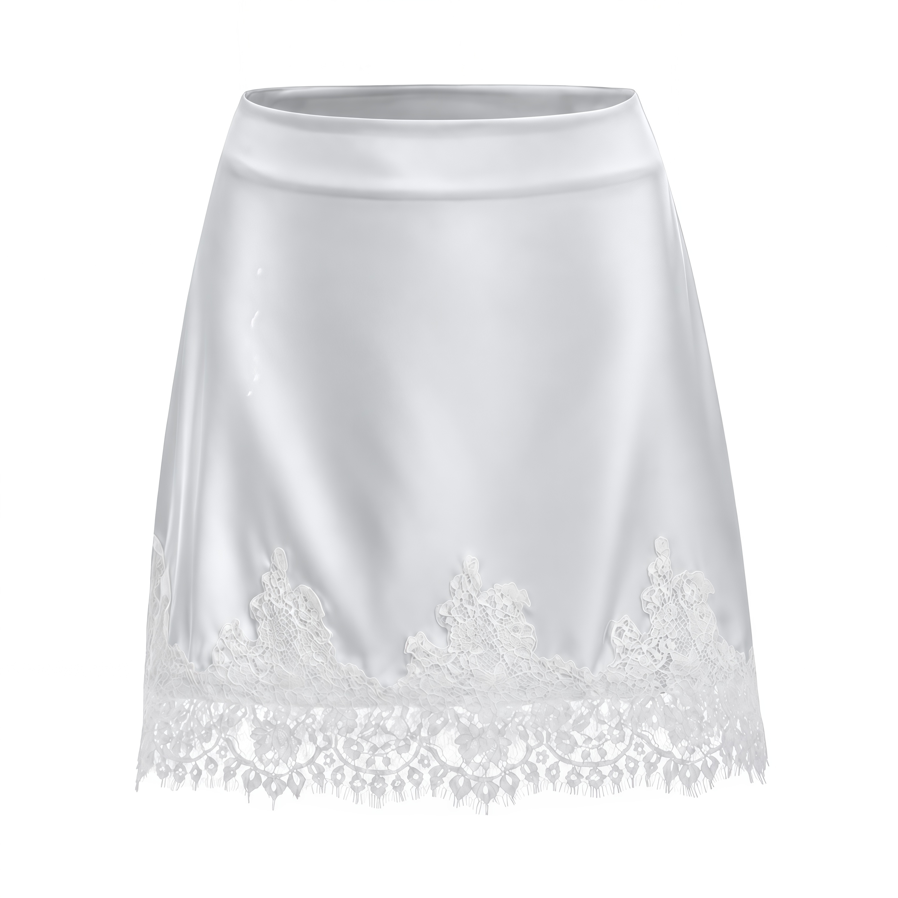 Sophia Silver One Shoulder Top & Skirt Set with Lace Trim