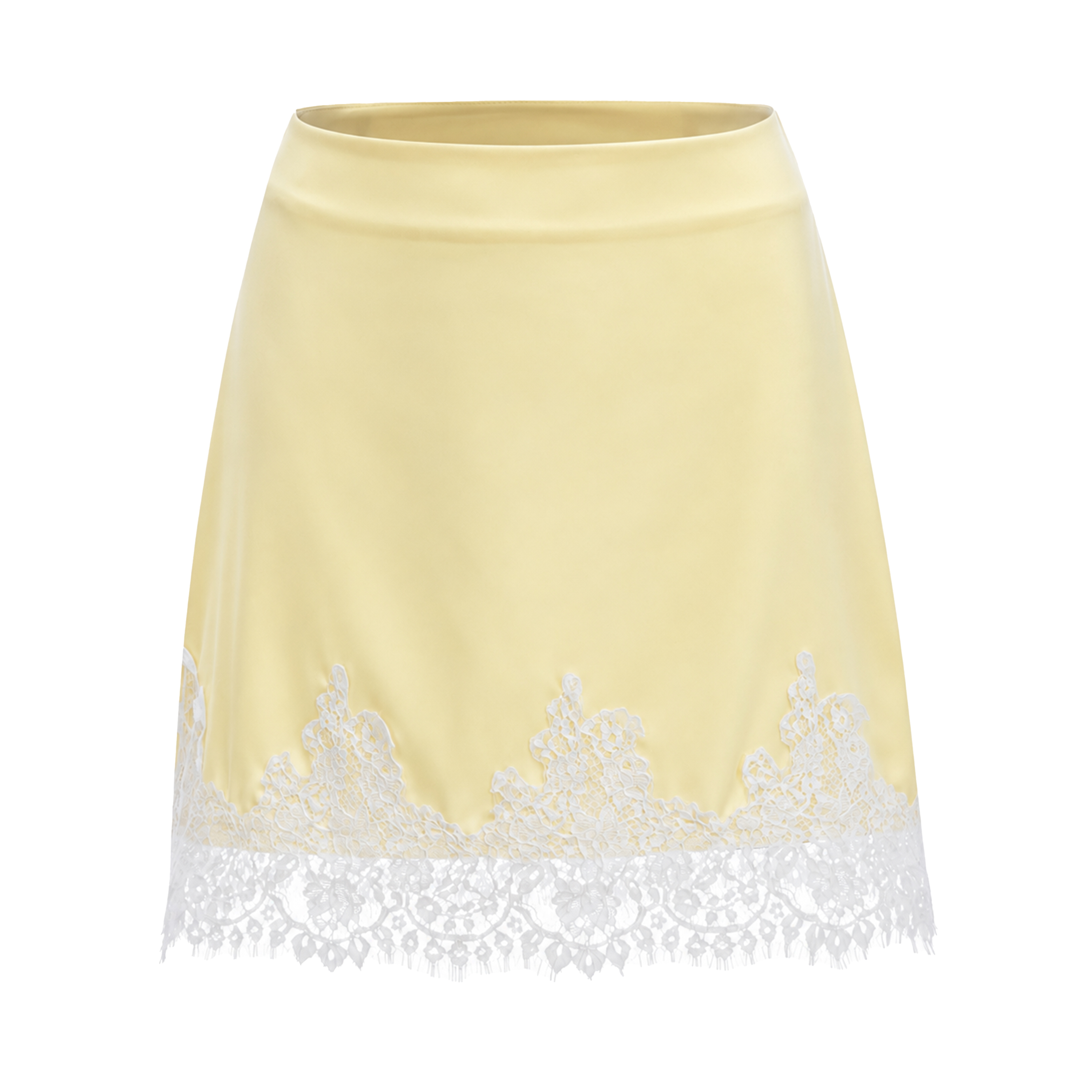 Sophia Yellow One Shoulder Top & Skirt Set with Lace Trim