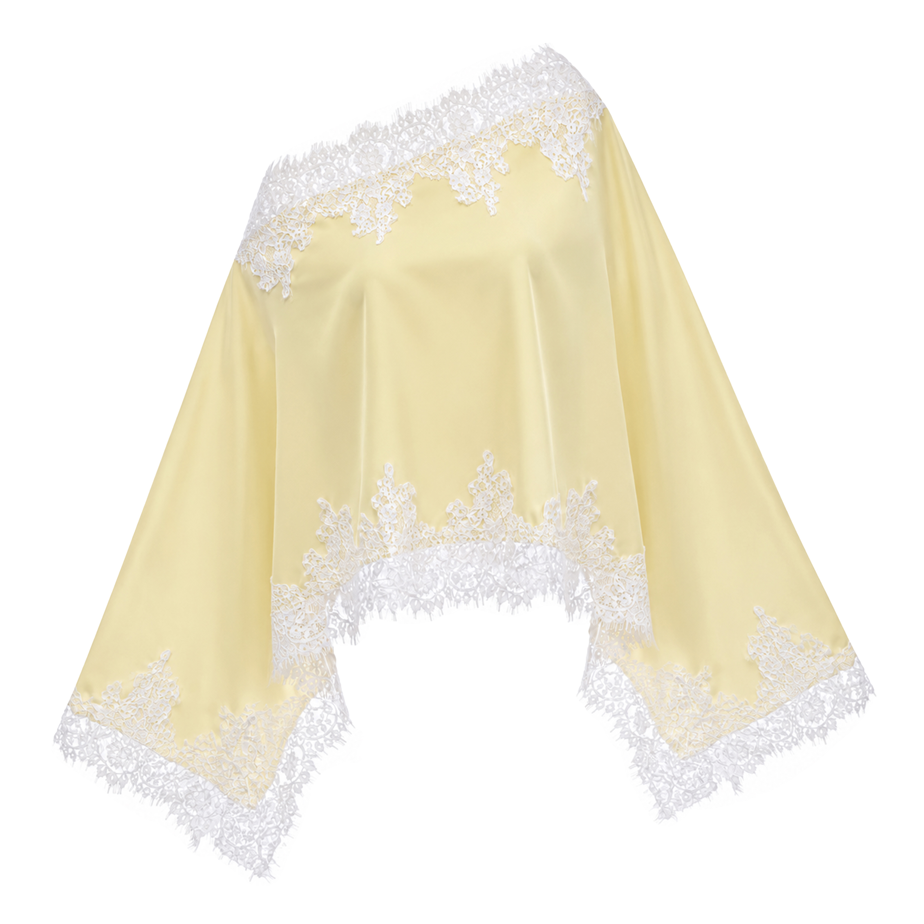 Sophia Yellow One Shoulder Top & Skirt Set with Lace Trim