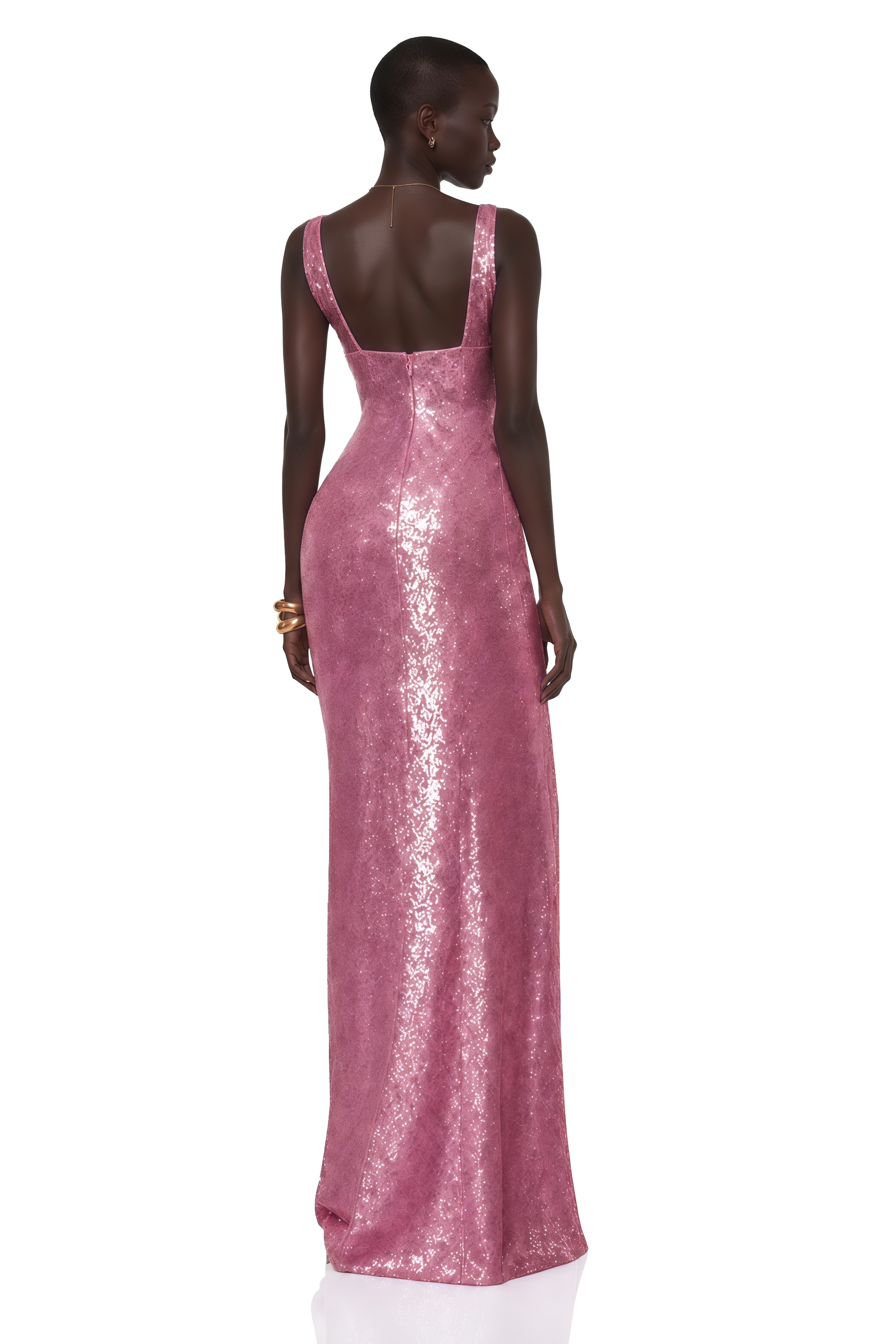 Soraya Lavender Sequin Cowl Neck Spaghetti Strap Maxi Dress