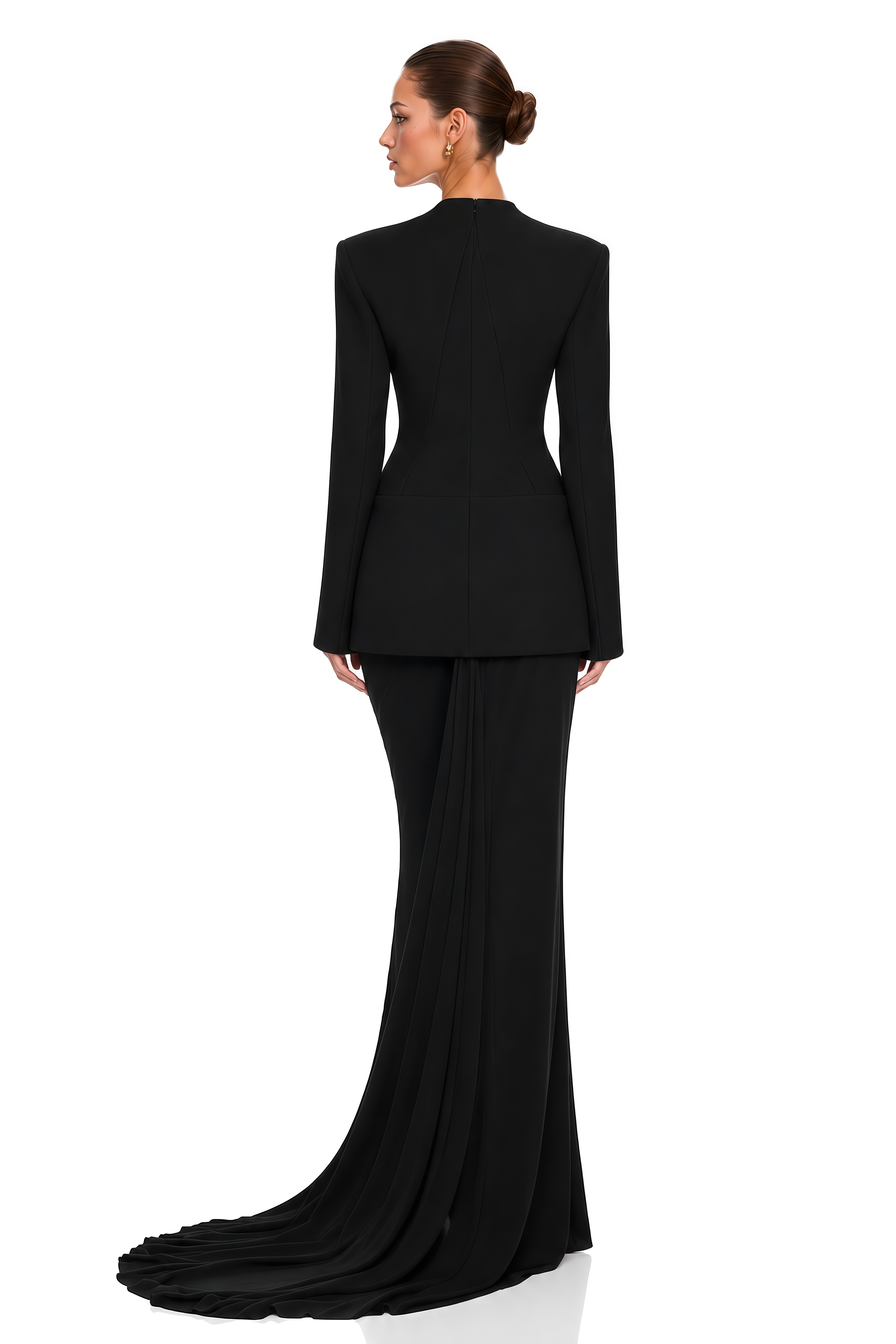 Tasfiya Black Structured Blazer & Mermaid Maxi Skirt & Shorts Set