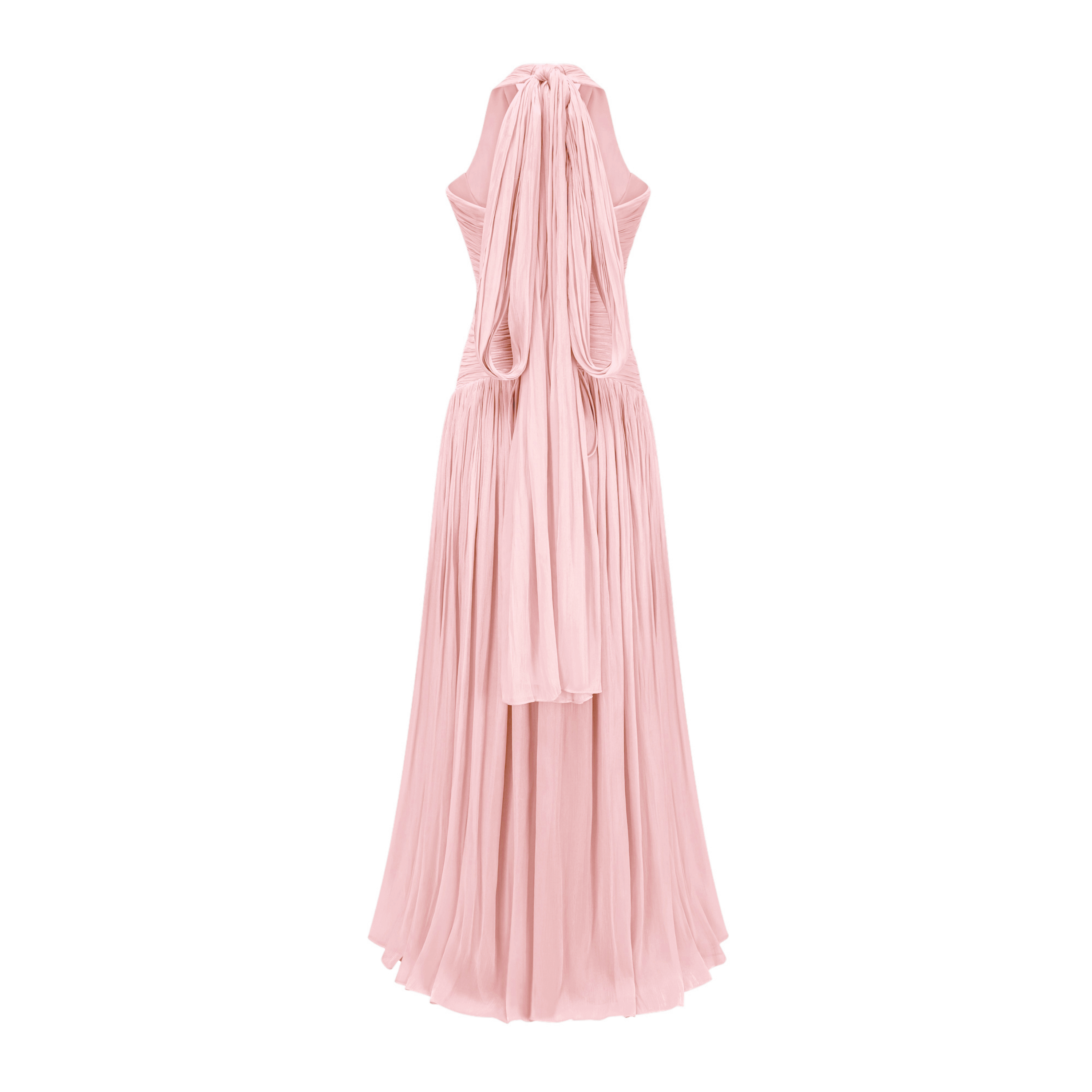 Térébenthine Blush Pink Glossy Gathered Maxi Dress