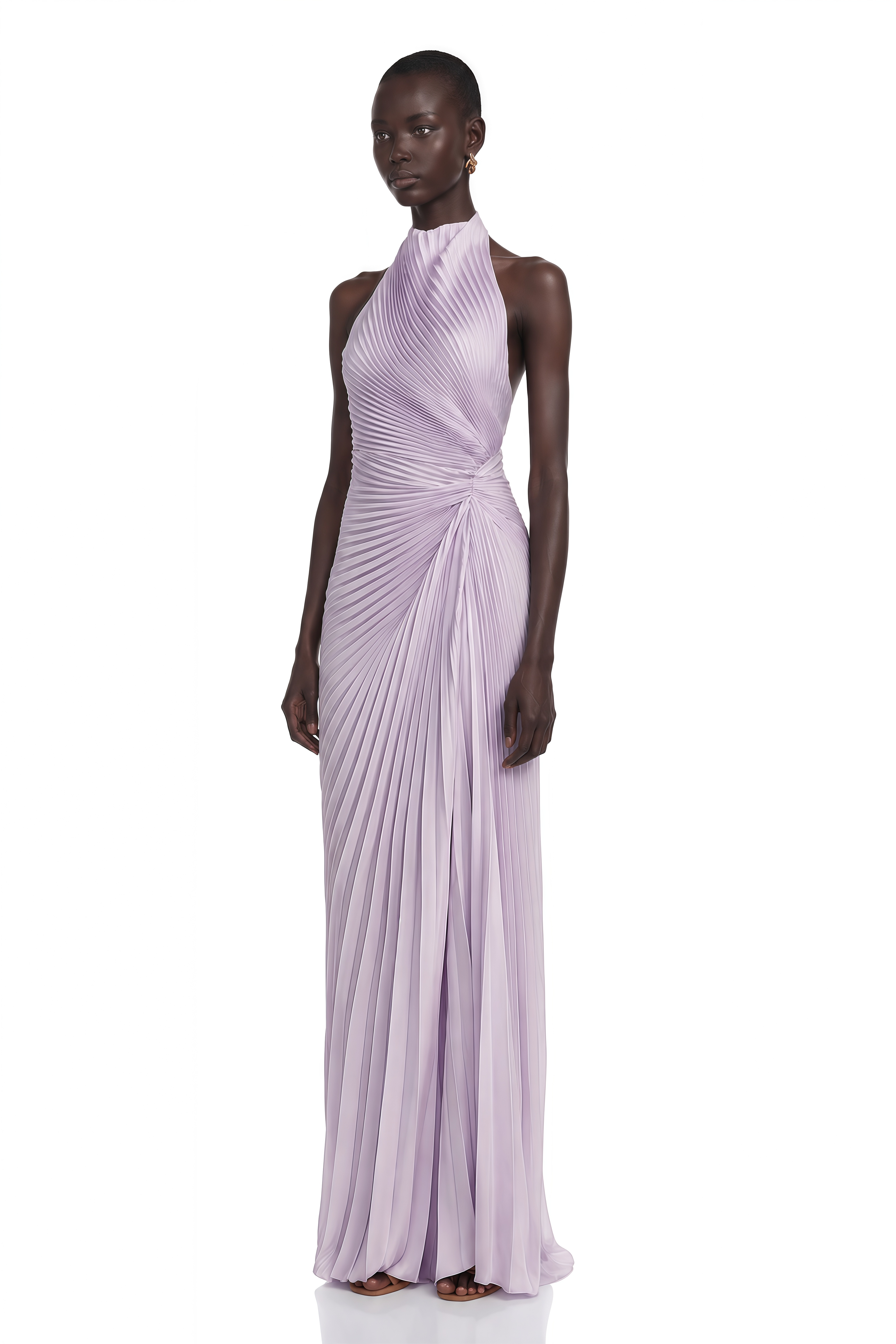 Tilly Lilac High Neck Pleated Maxi Dress