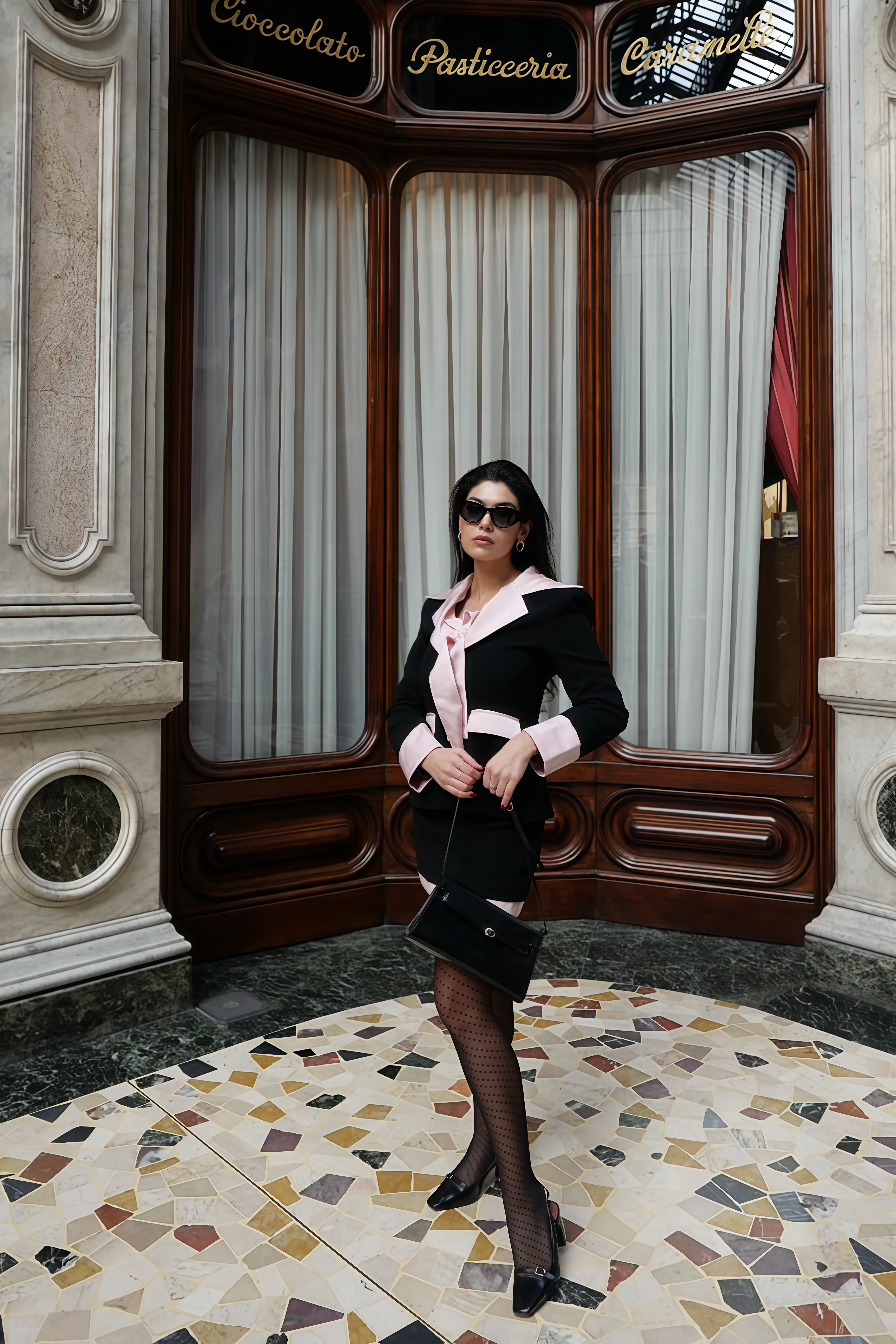 Uaine Black Two-Piece Jacket and Skirt Set