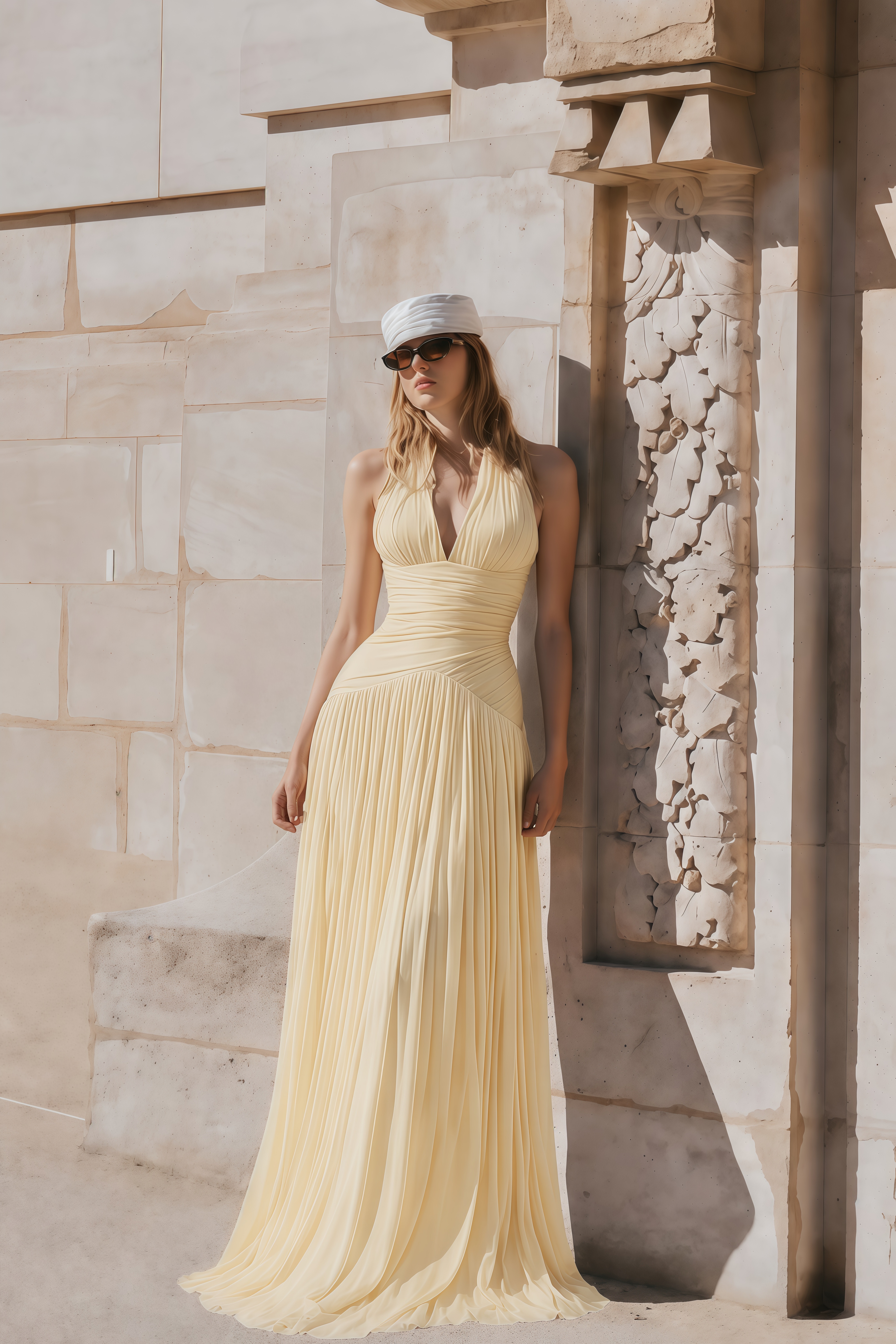 Uranie Yellow Gathered Maxi Dress