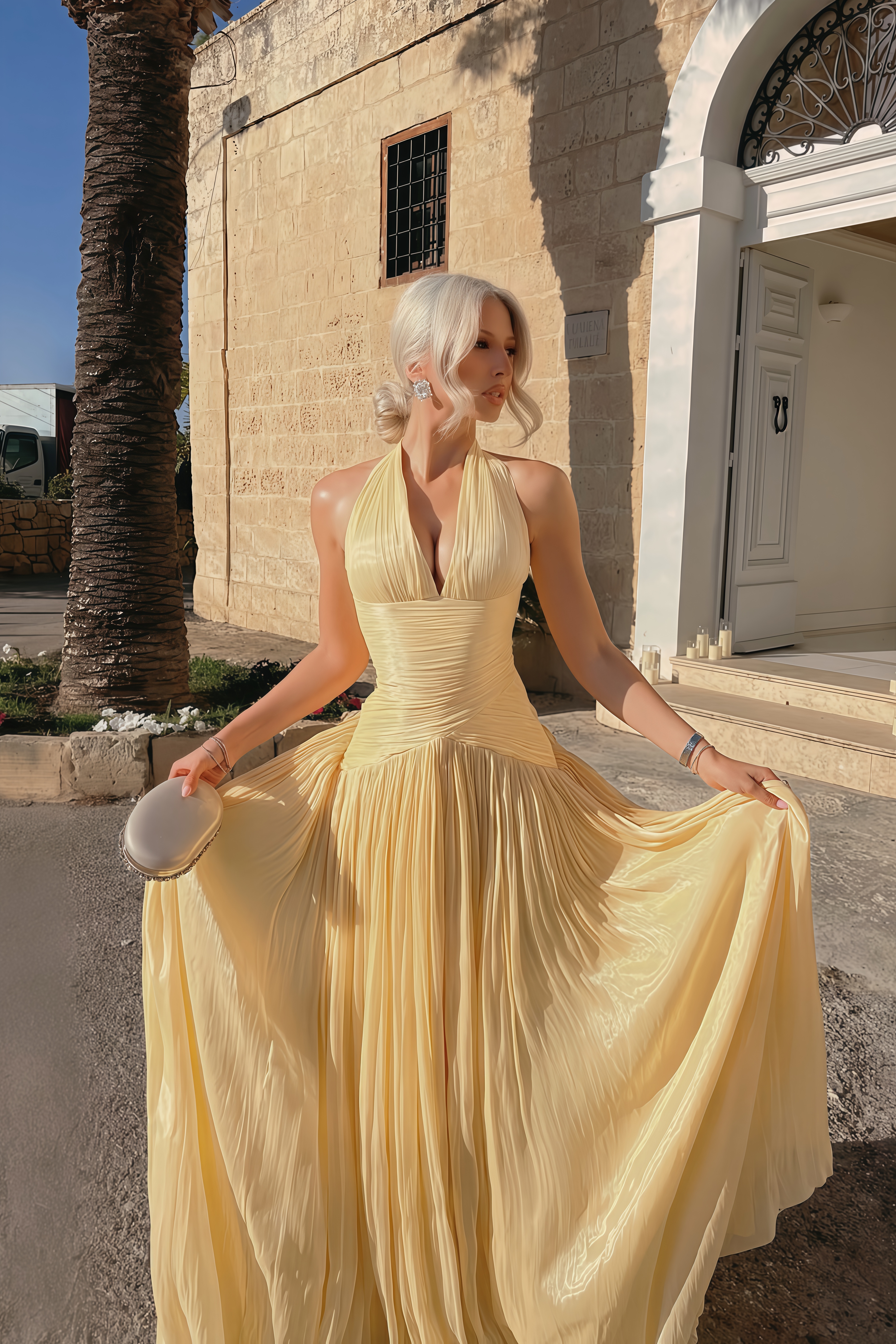 Uranie Yellow Gathered Maxi Dress