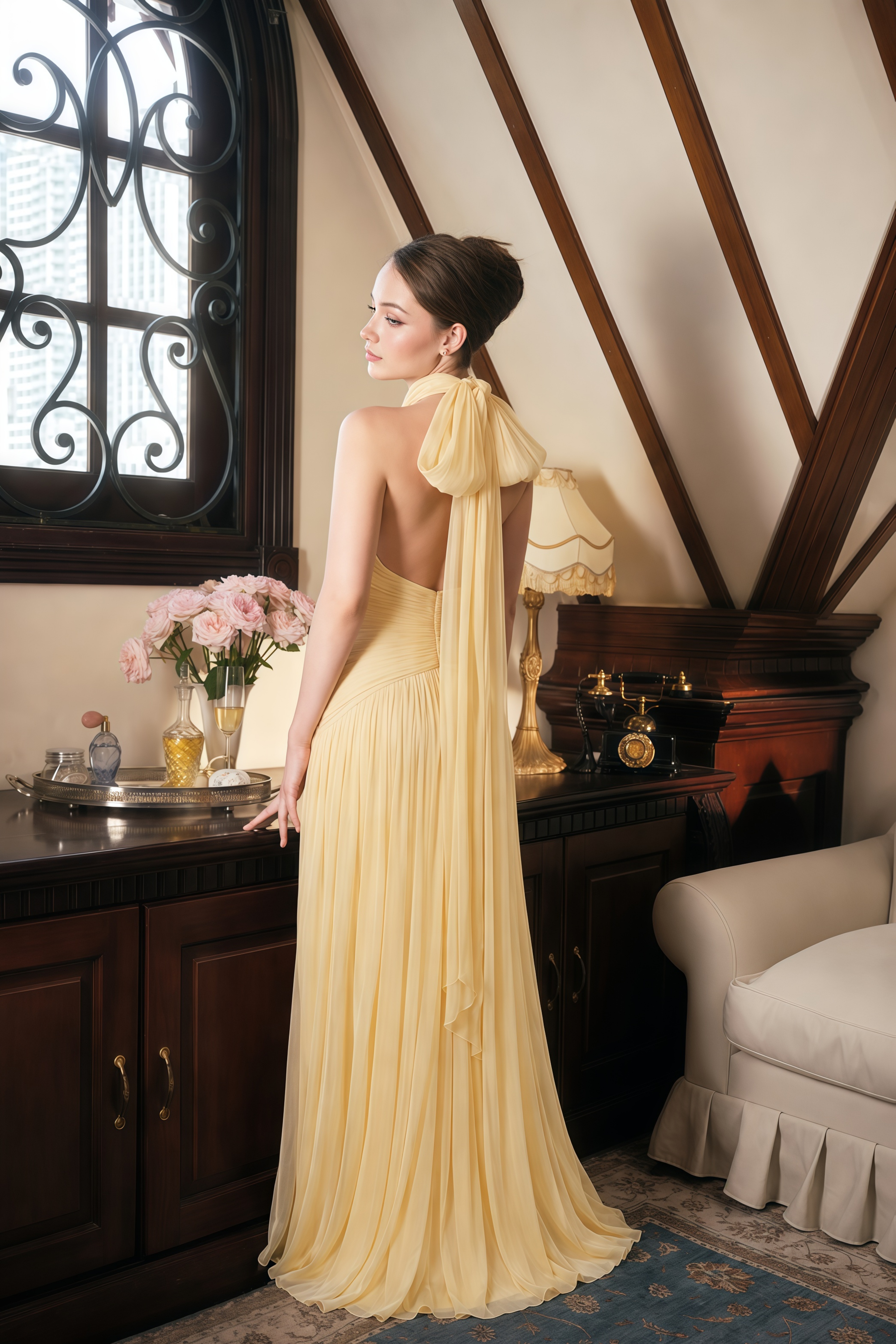 Uranie Yellow Gathered Maxi Dress