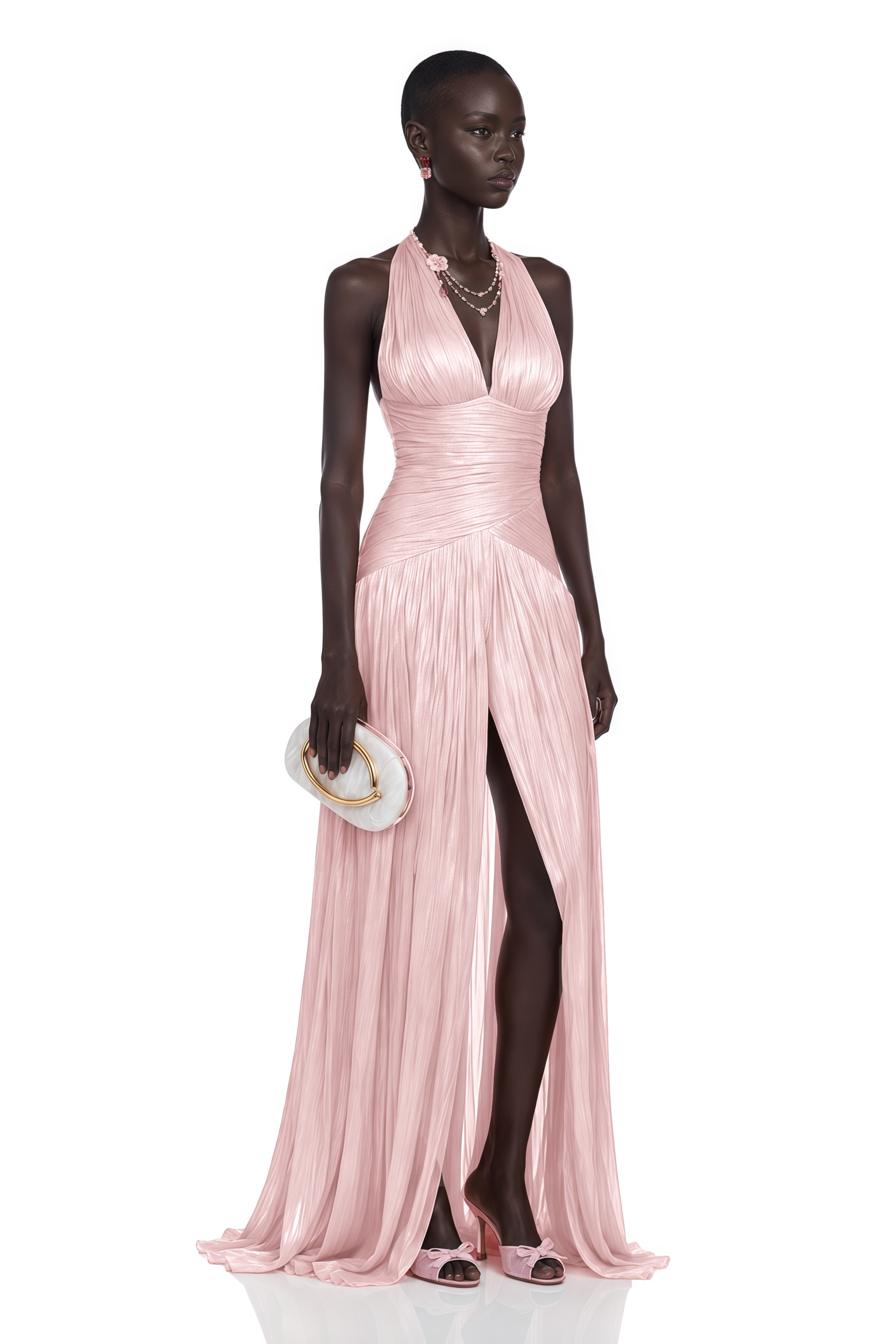 Uranie Pink Gathered Maxi Dress