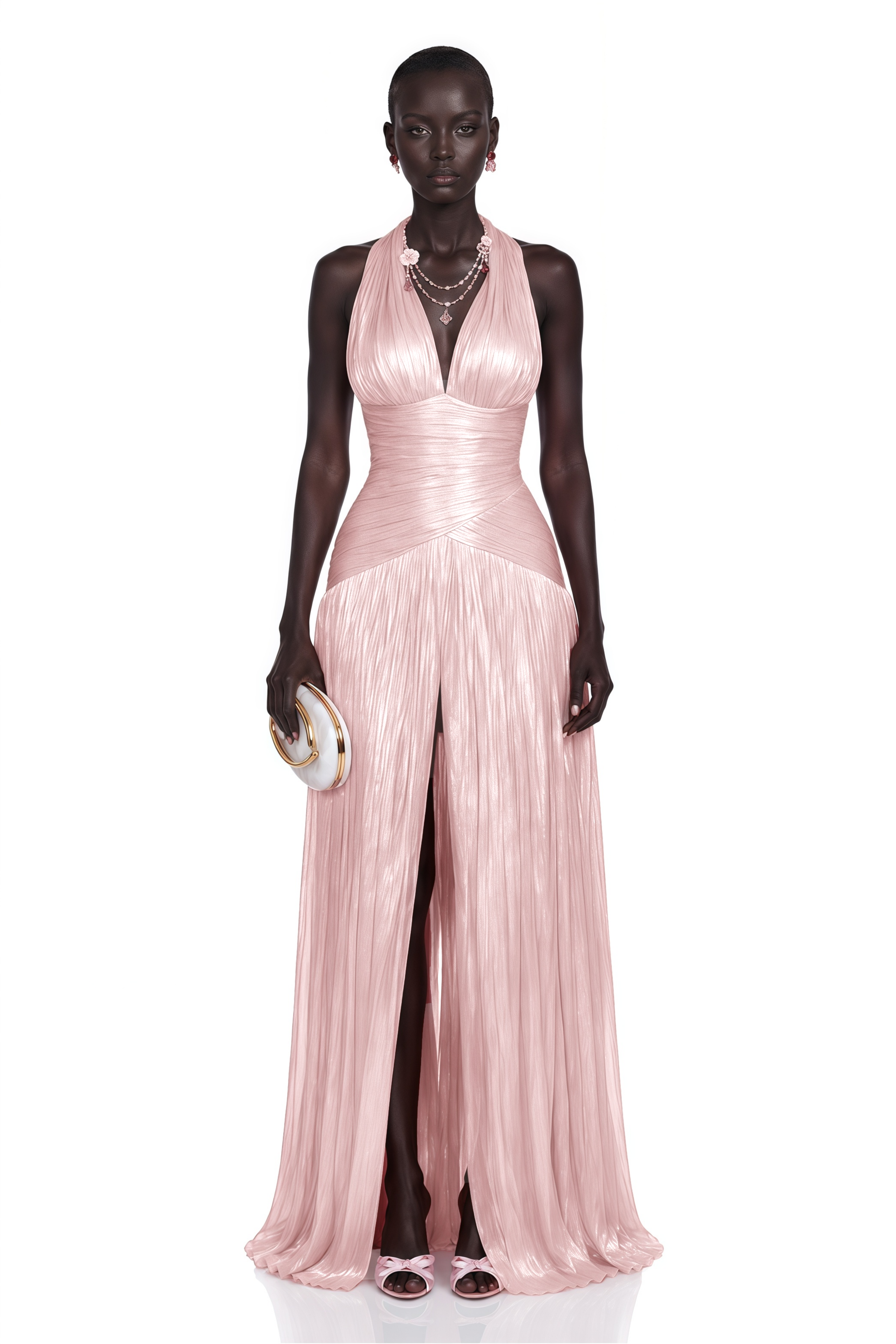 Uranie Pink Gathered Maxi Dress
