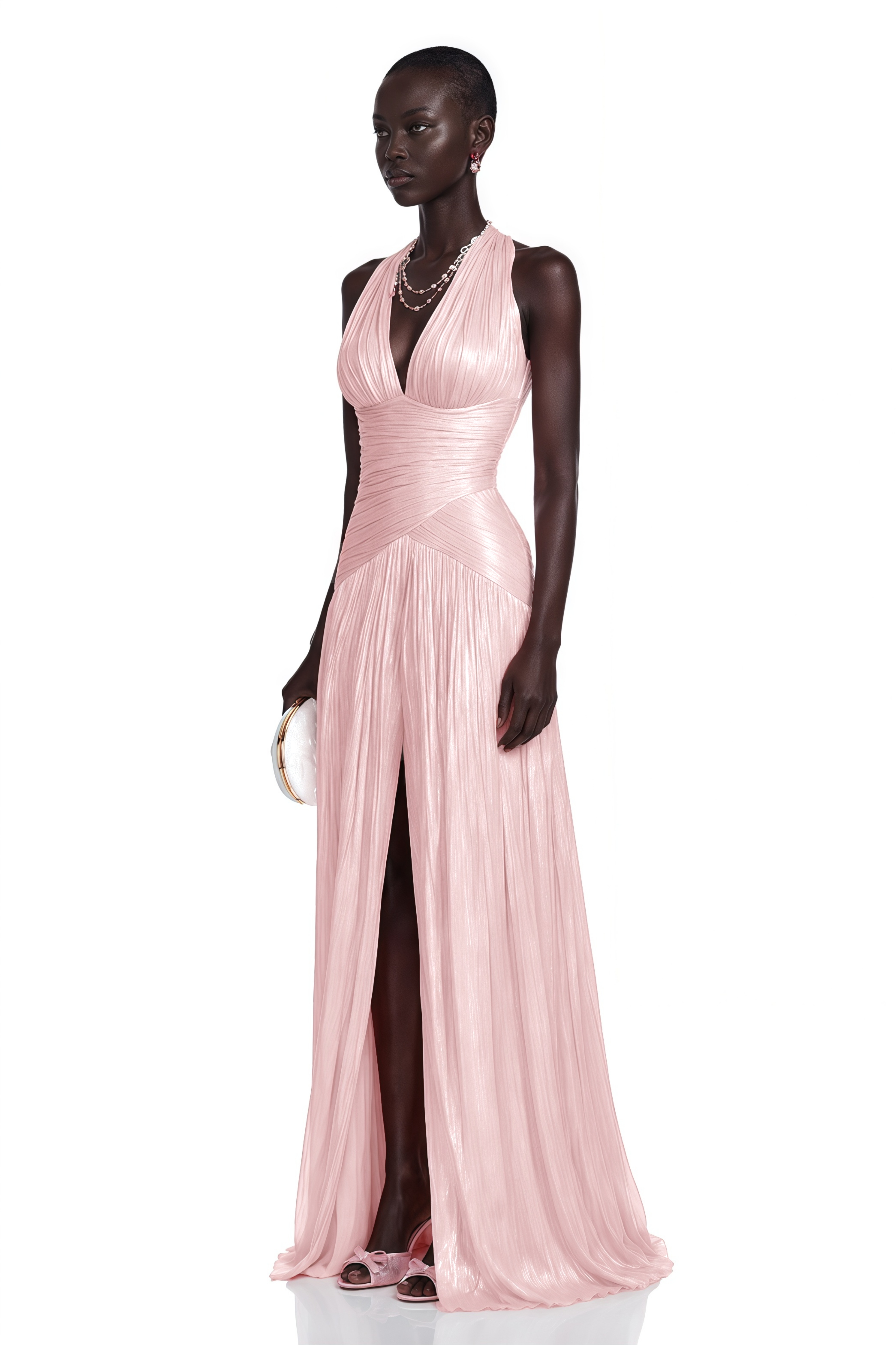 Uranie Pink Gathered Maxi Dress