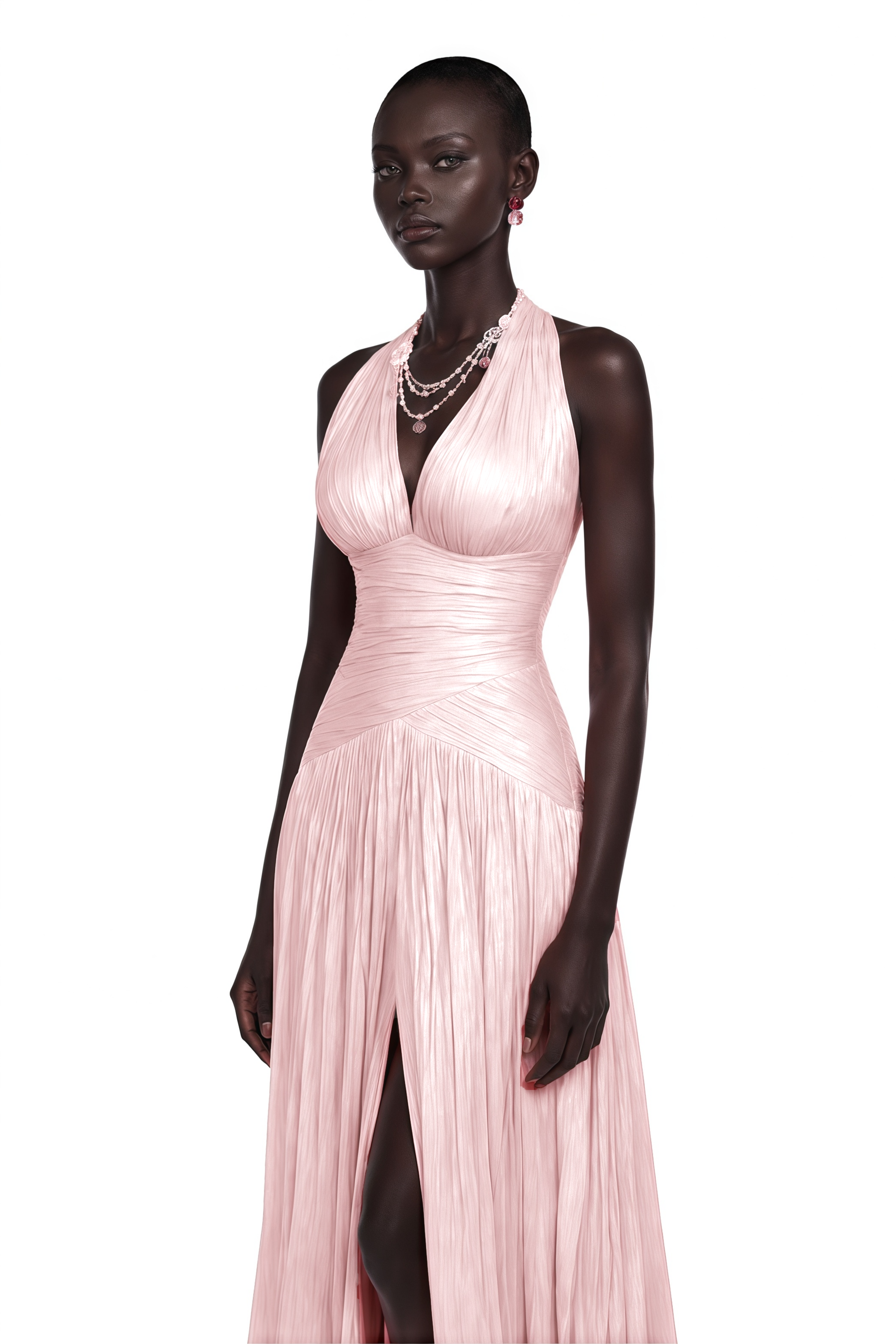 Uranie Pink Gathered Maxi Dress