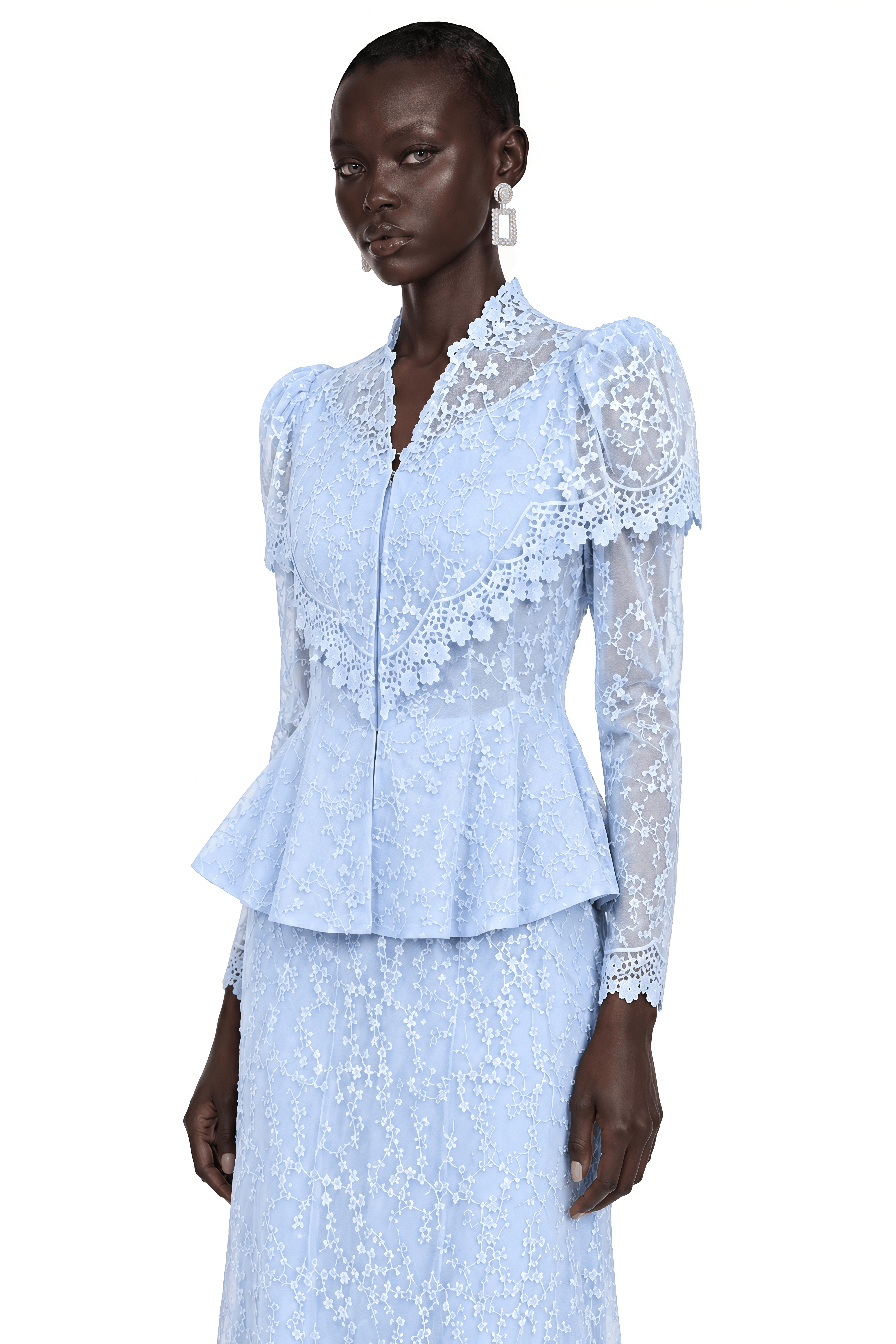 Valerie Blue Puff Sleeve Top & Maxi Skirt Set