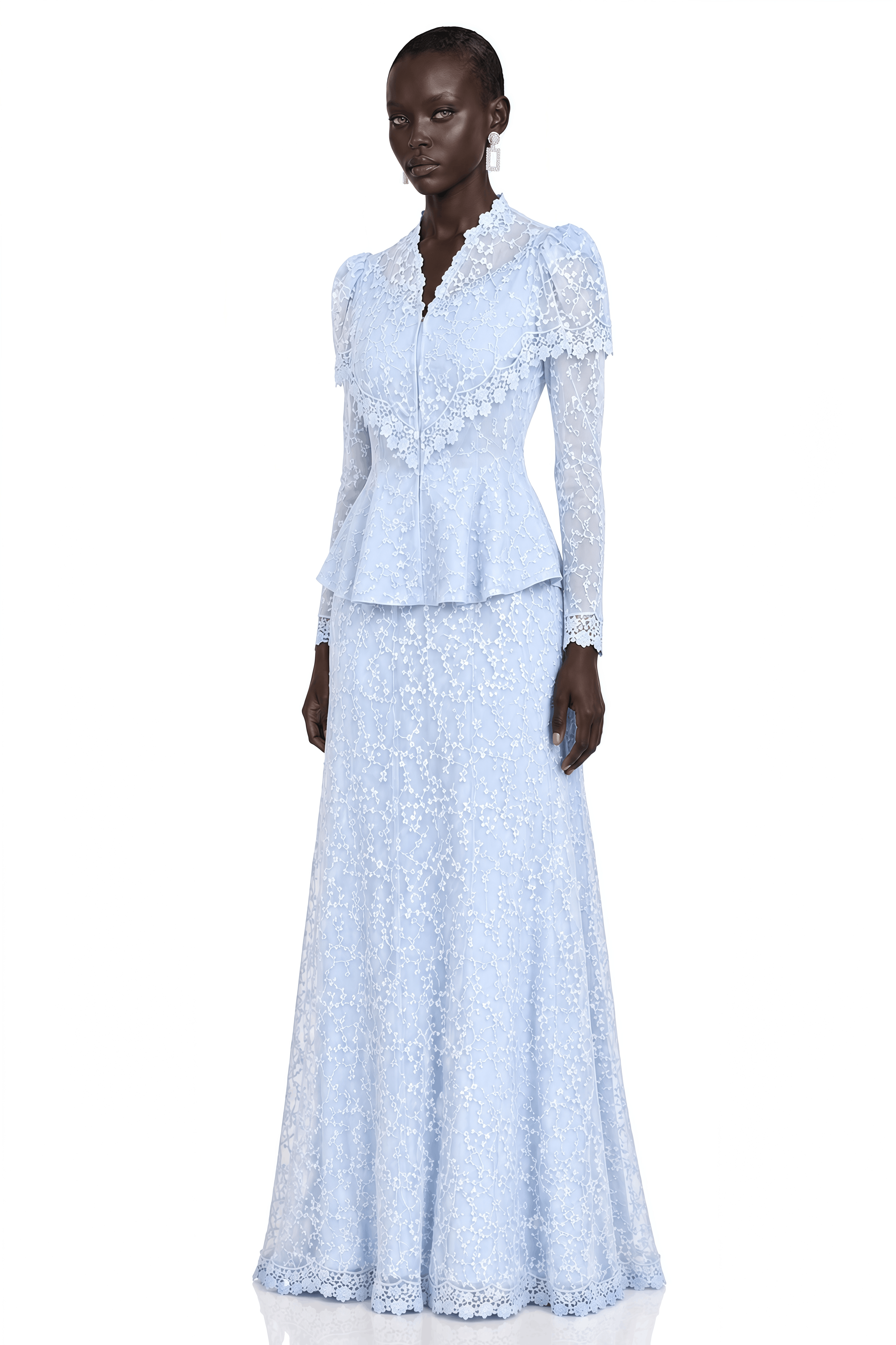 Valerie Blue Puff Sleeve Top & Maxi Skirt Set