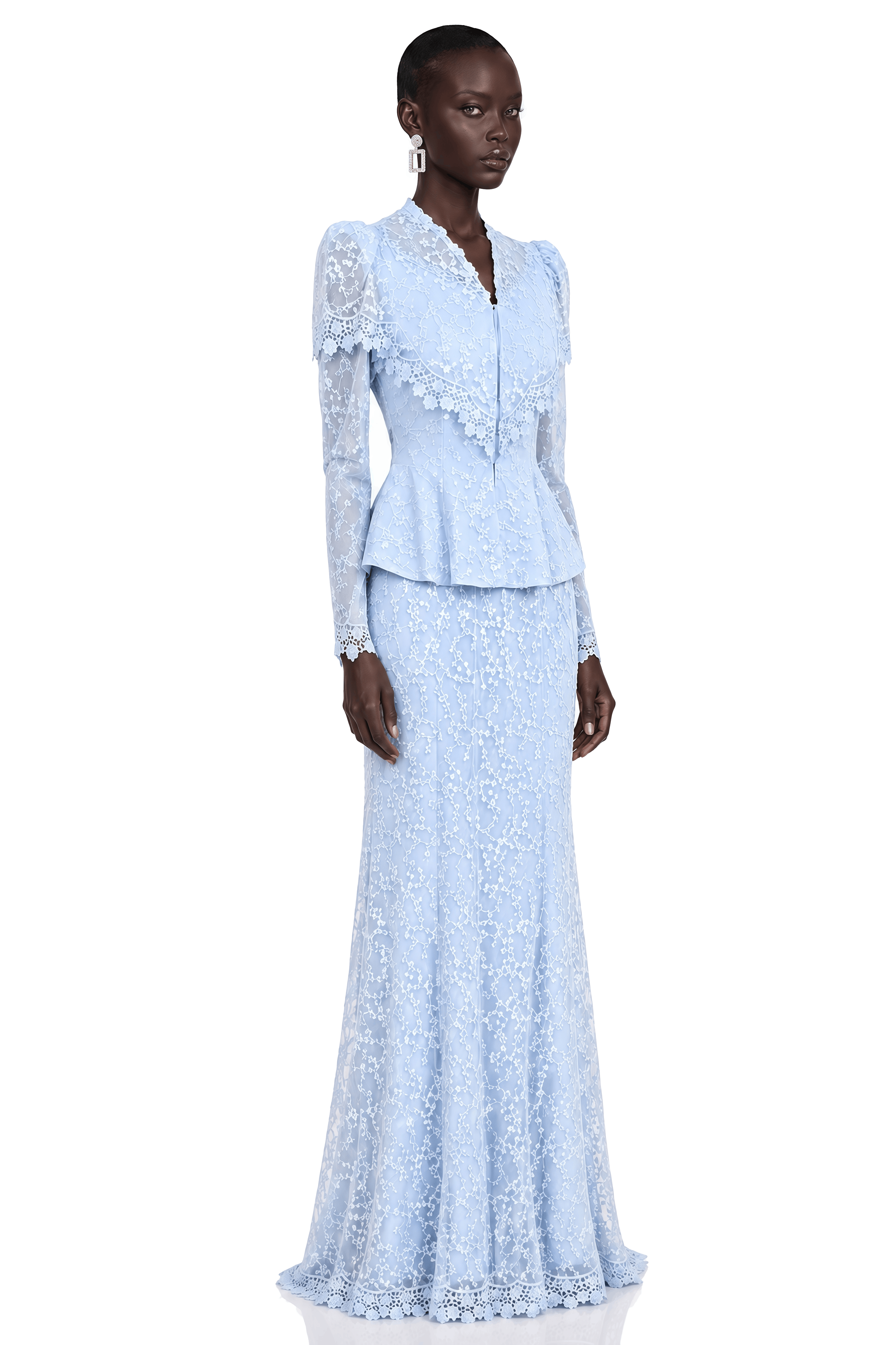 Valerie Blue Puff Sleeve Top & Maxi Skirt Set