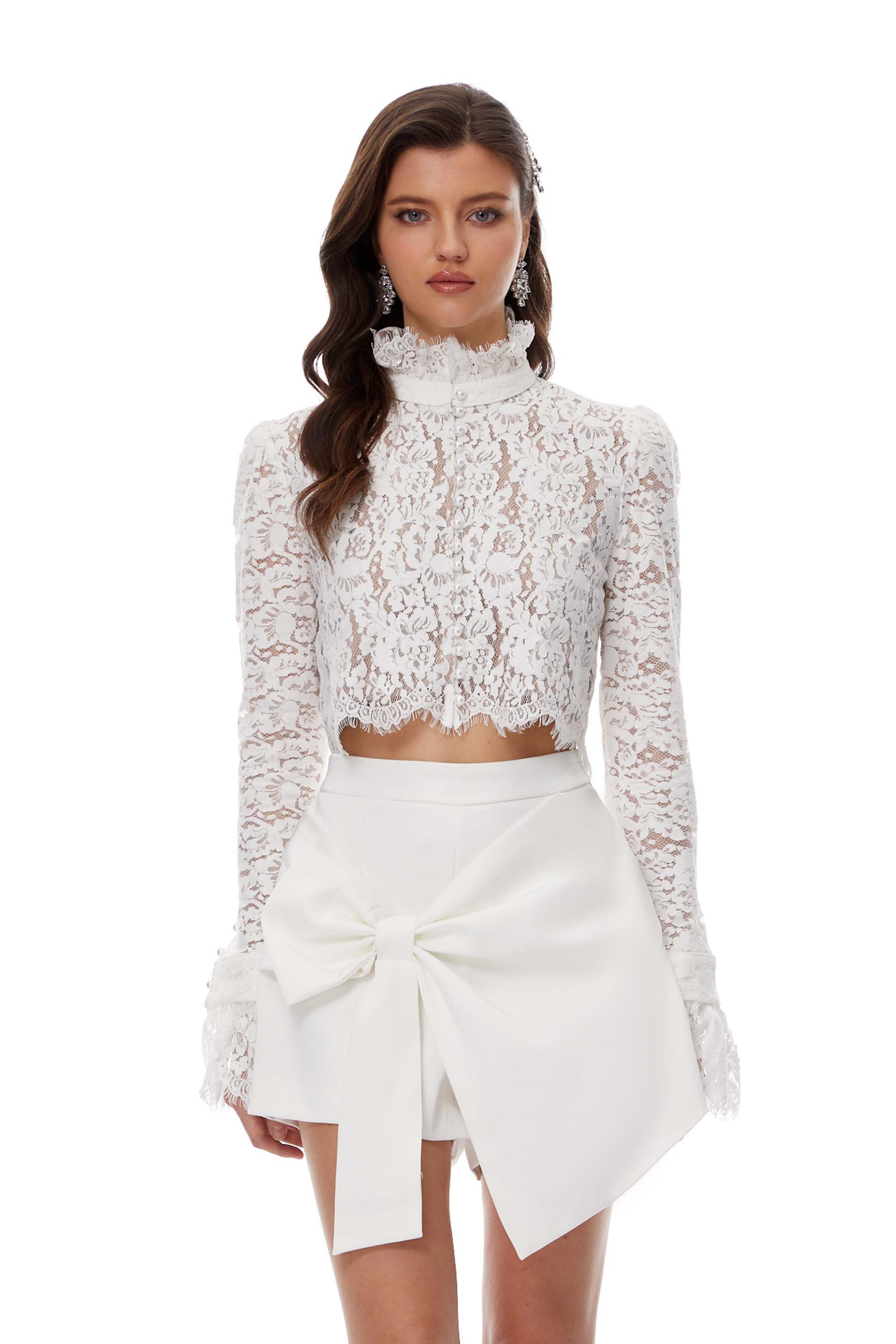 White lace two-piece skirt set