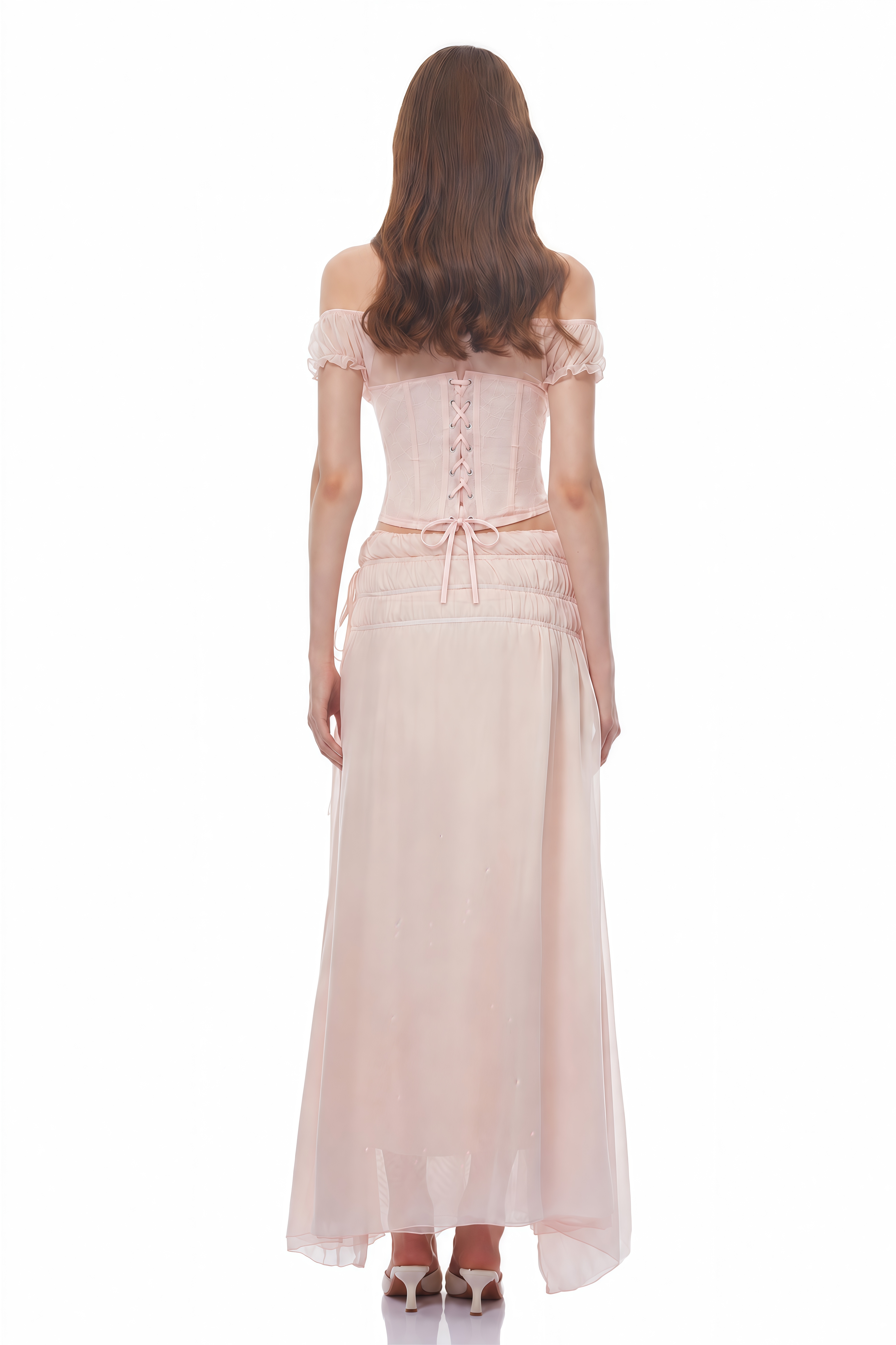 Wikitoria Pink Sweetheart Lace Top & Skirt Set