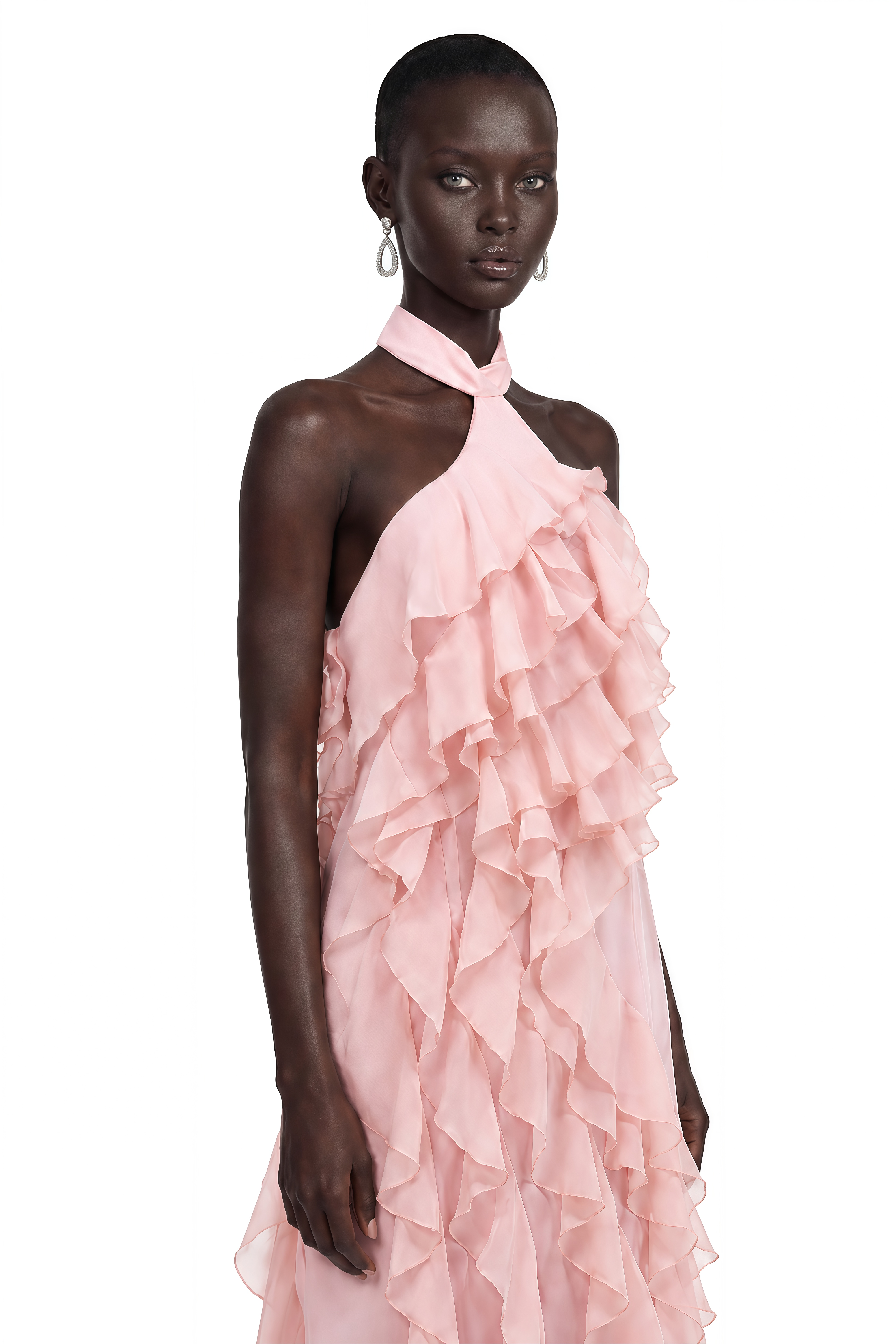 pink ruffle halter dress Winifred Halterneck Maxi – Miss Rosier Prom dress