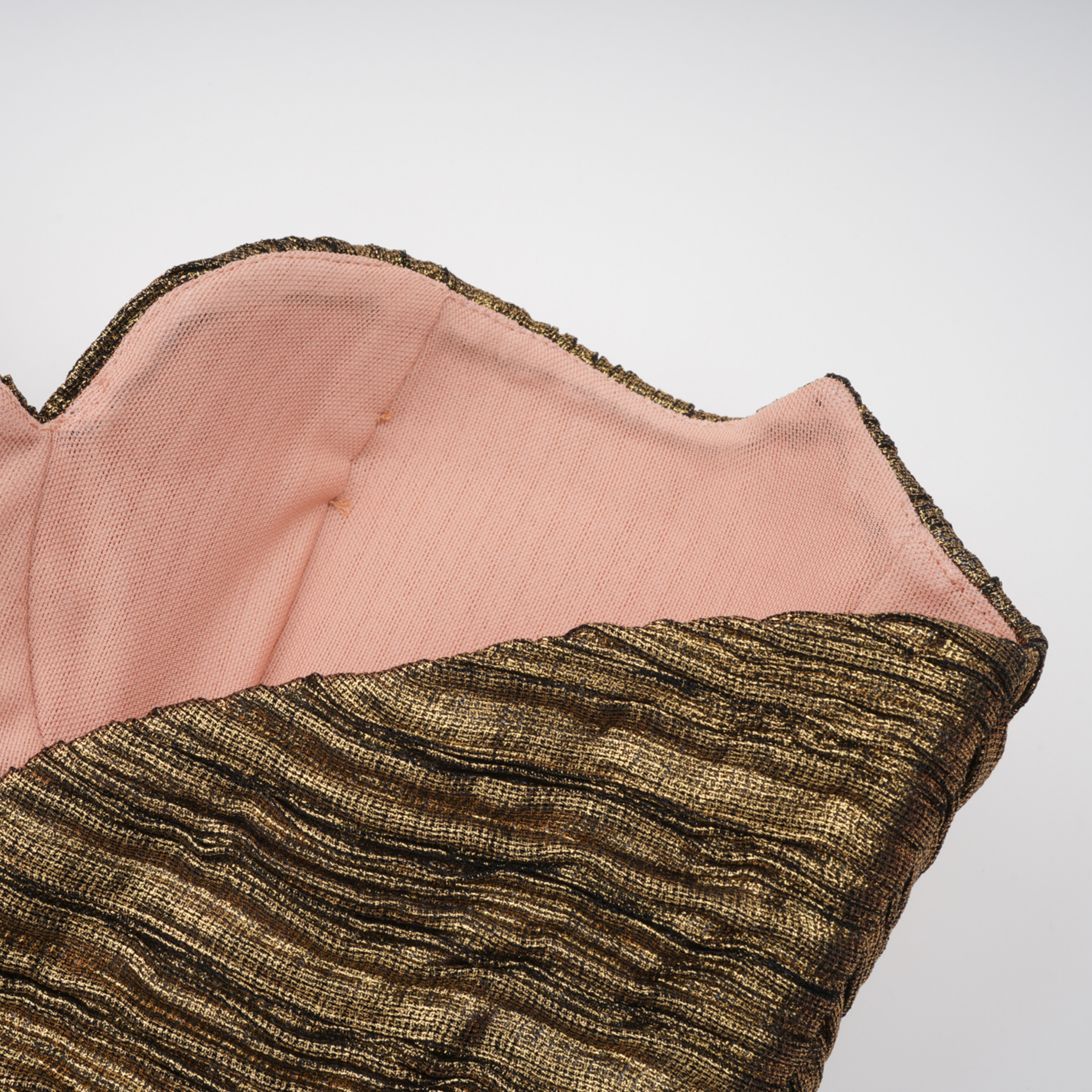 Xrystyna Gold Metallic Ruched Maxi Dress