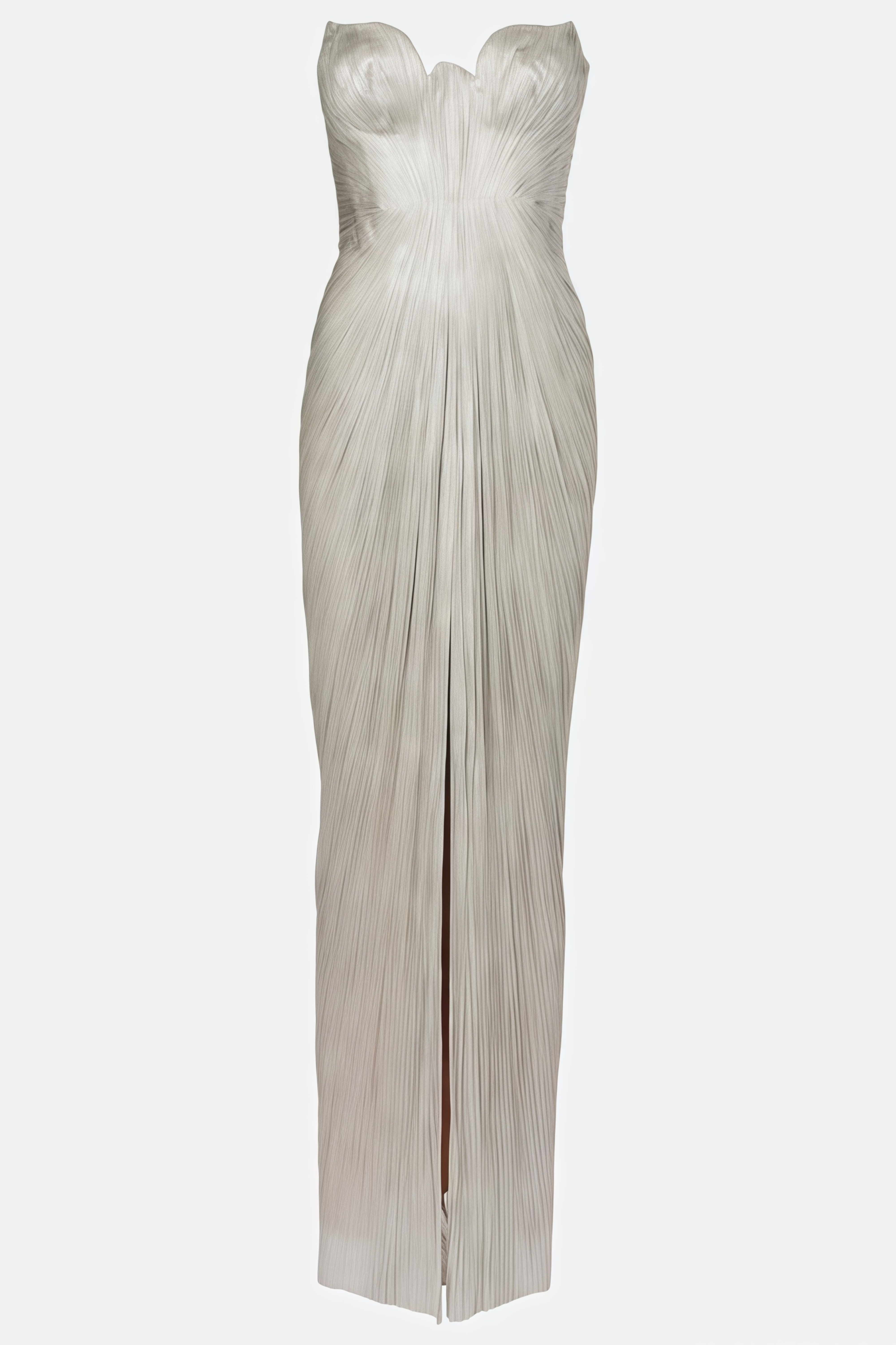 Silver Metallic Ruched Maxi Dress