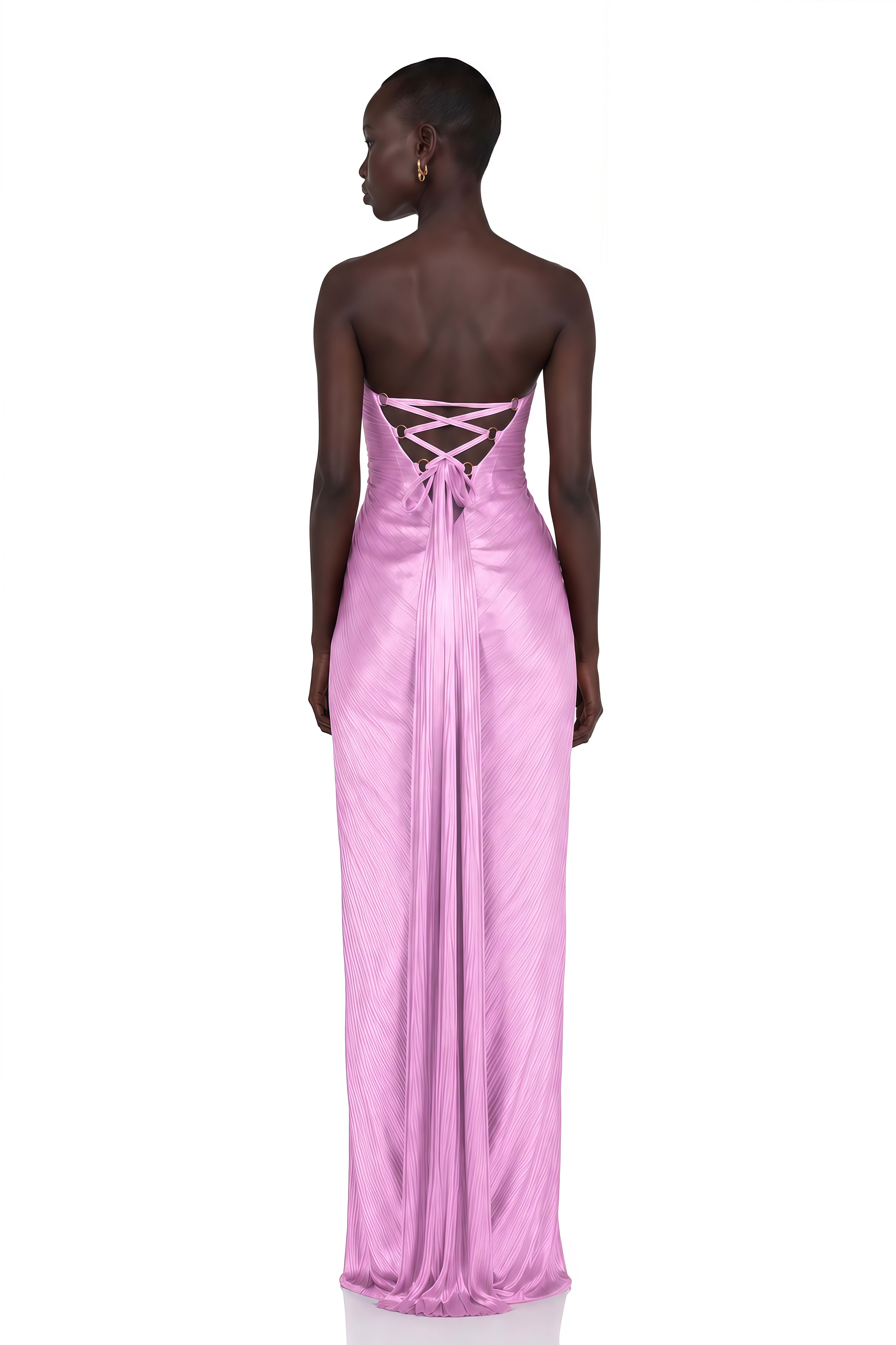 Zadie Pink Ruched Maxi Dress with Twist Front