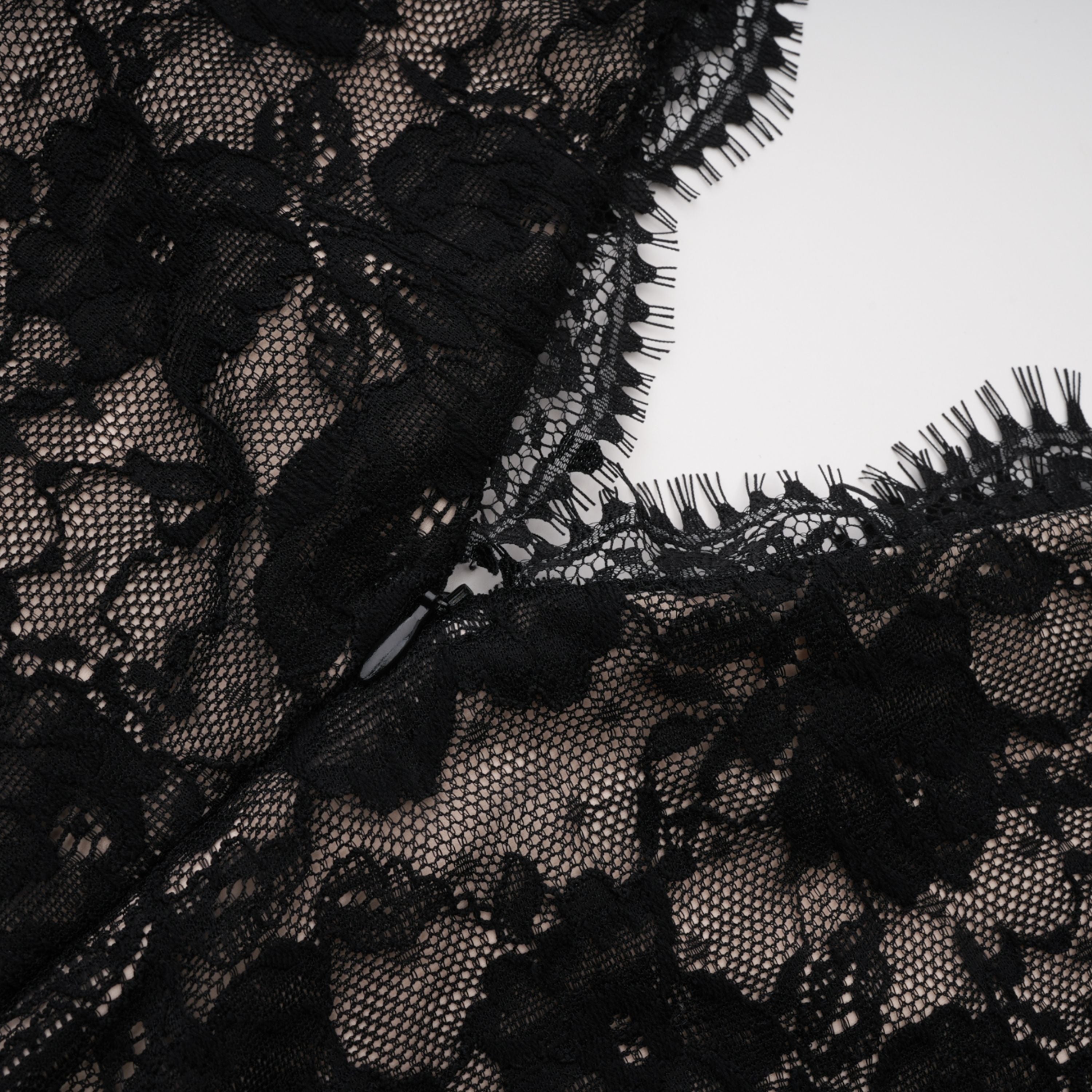 Zhadana Black Semi-Sheer Lace Panel Jumpsuit
