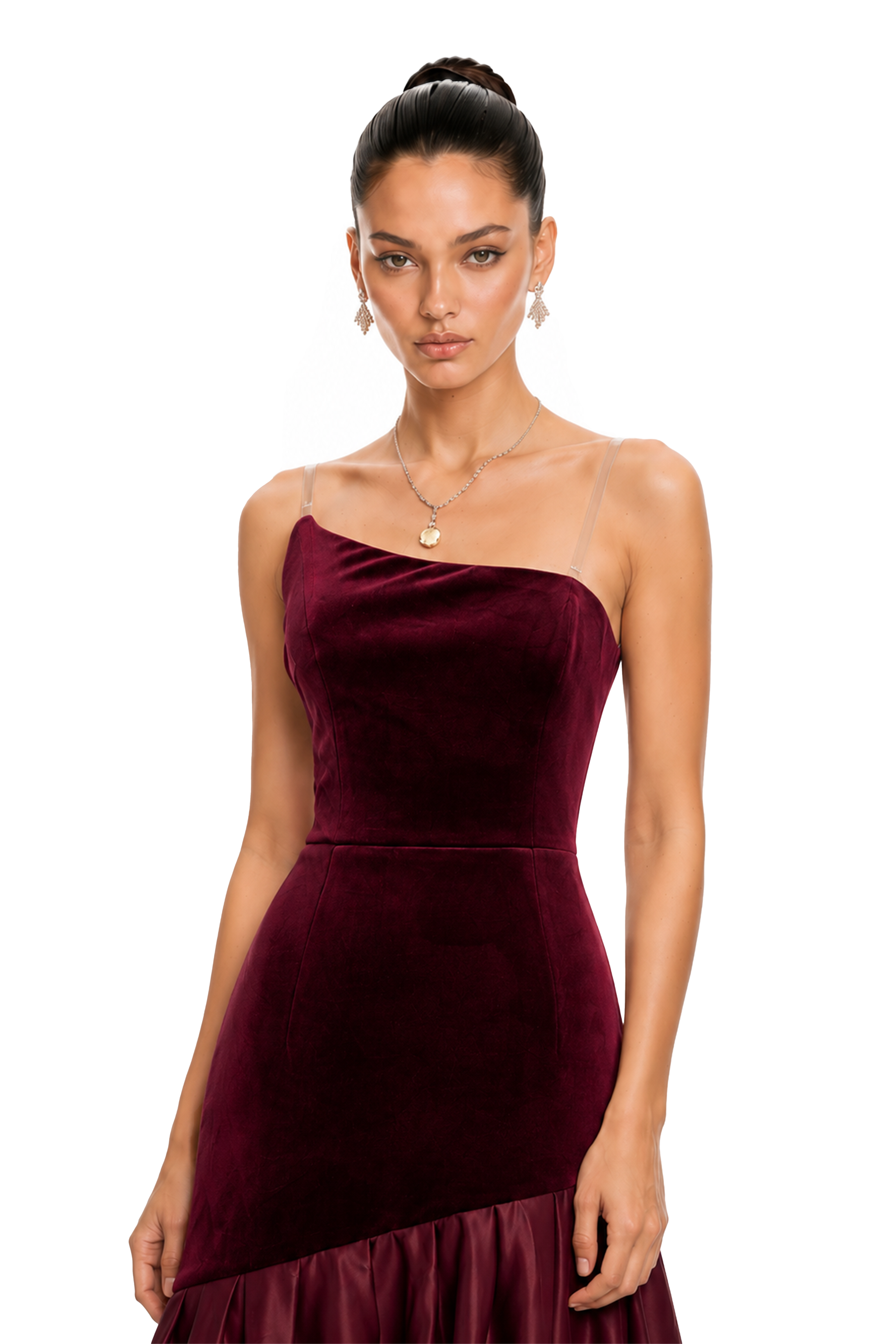 Zuri Burgundy Velvet Ruched Maxi Dress