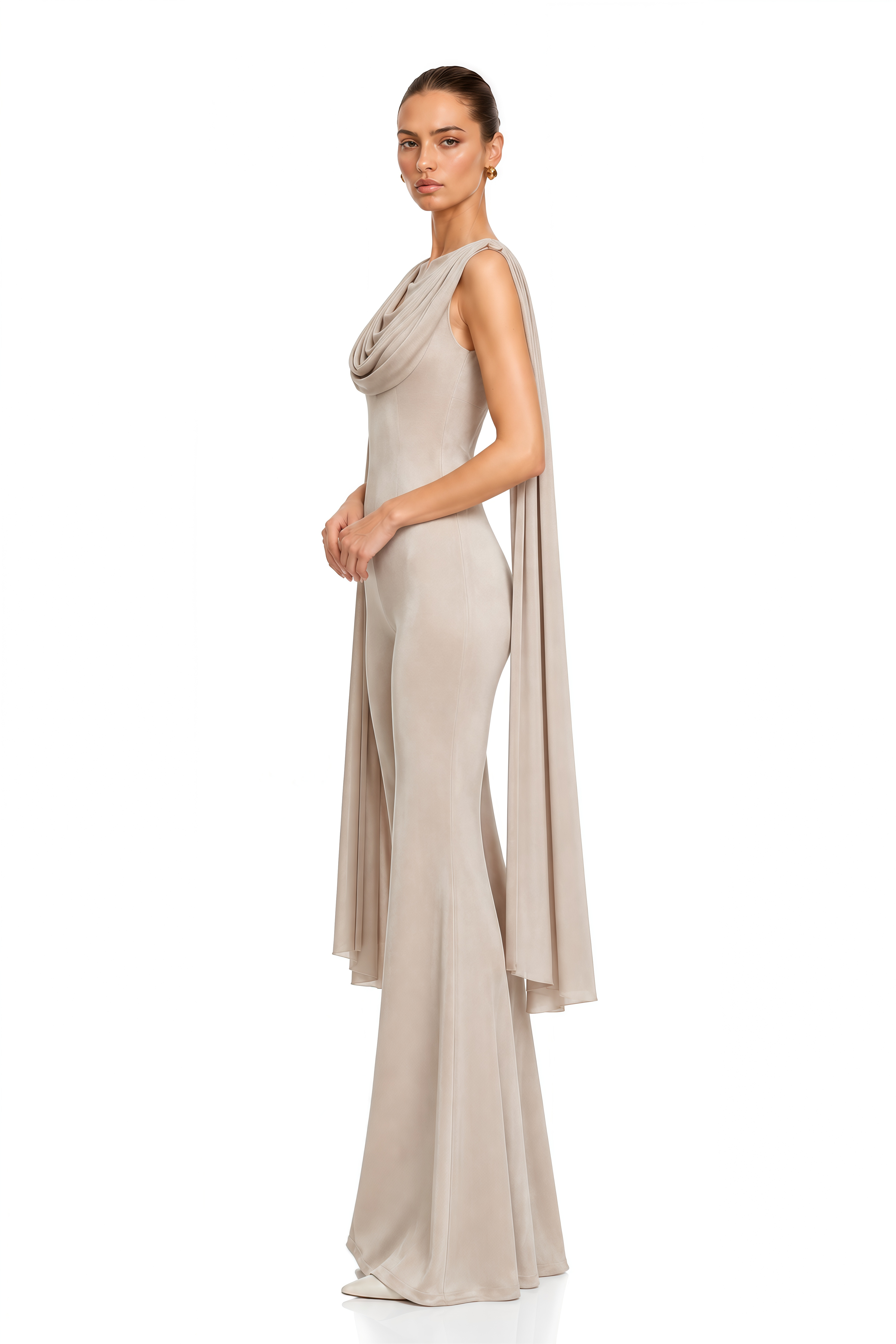 Clarisse Neutral Draped Jumpsuit
