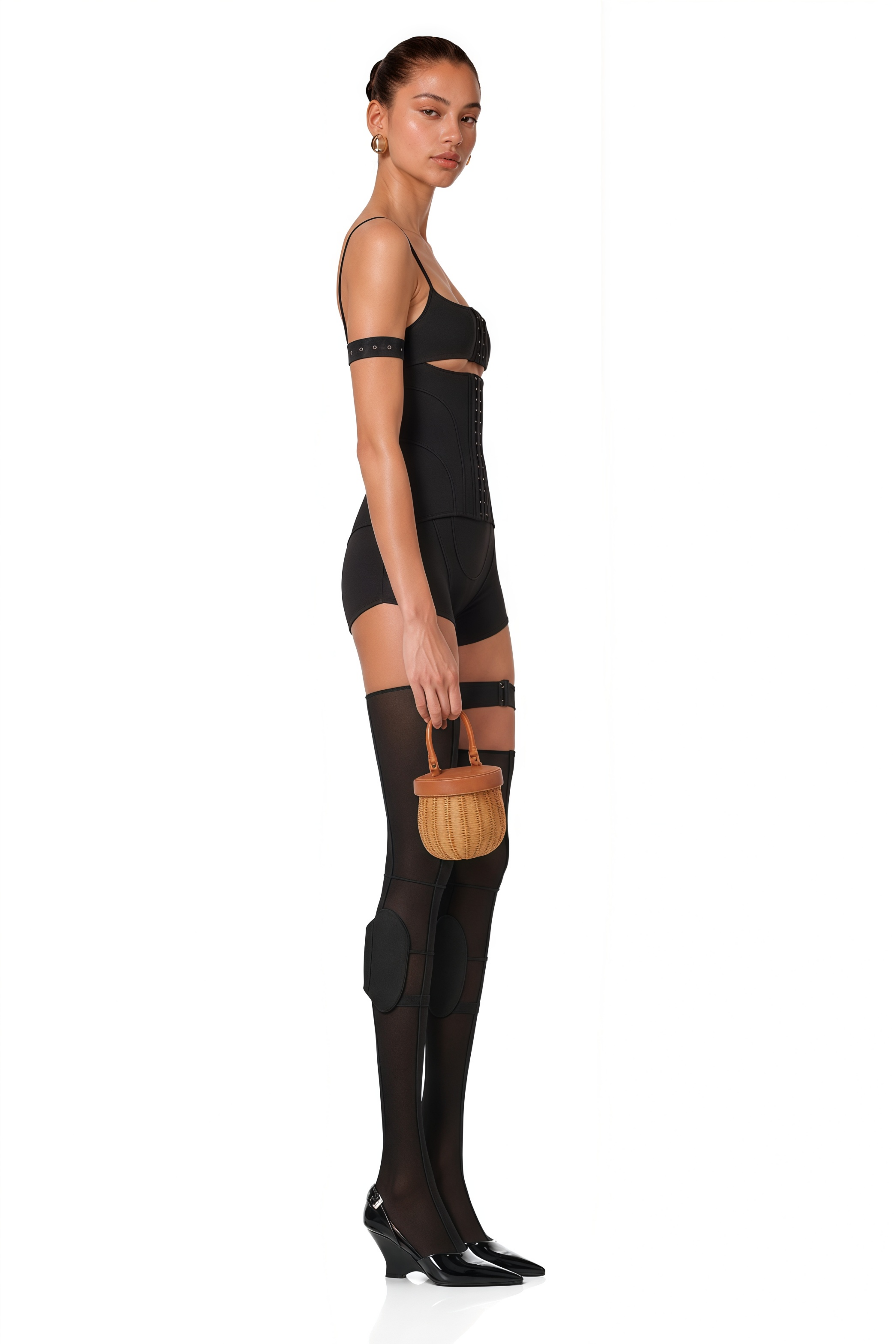 Éclat Black Hollow Detail Playsuit