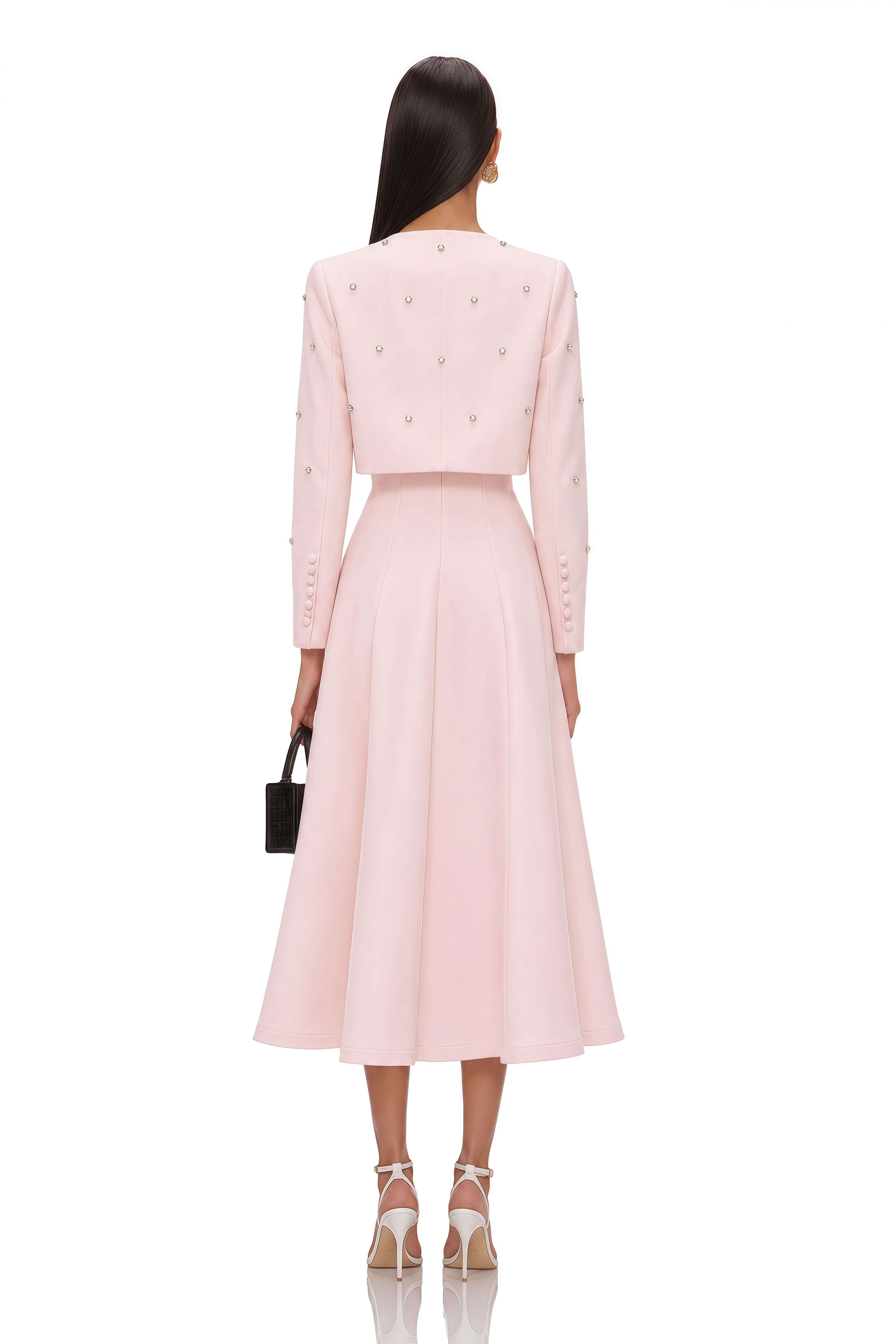 Valéria Pink Crystal Embellished Jacket & Dress Set