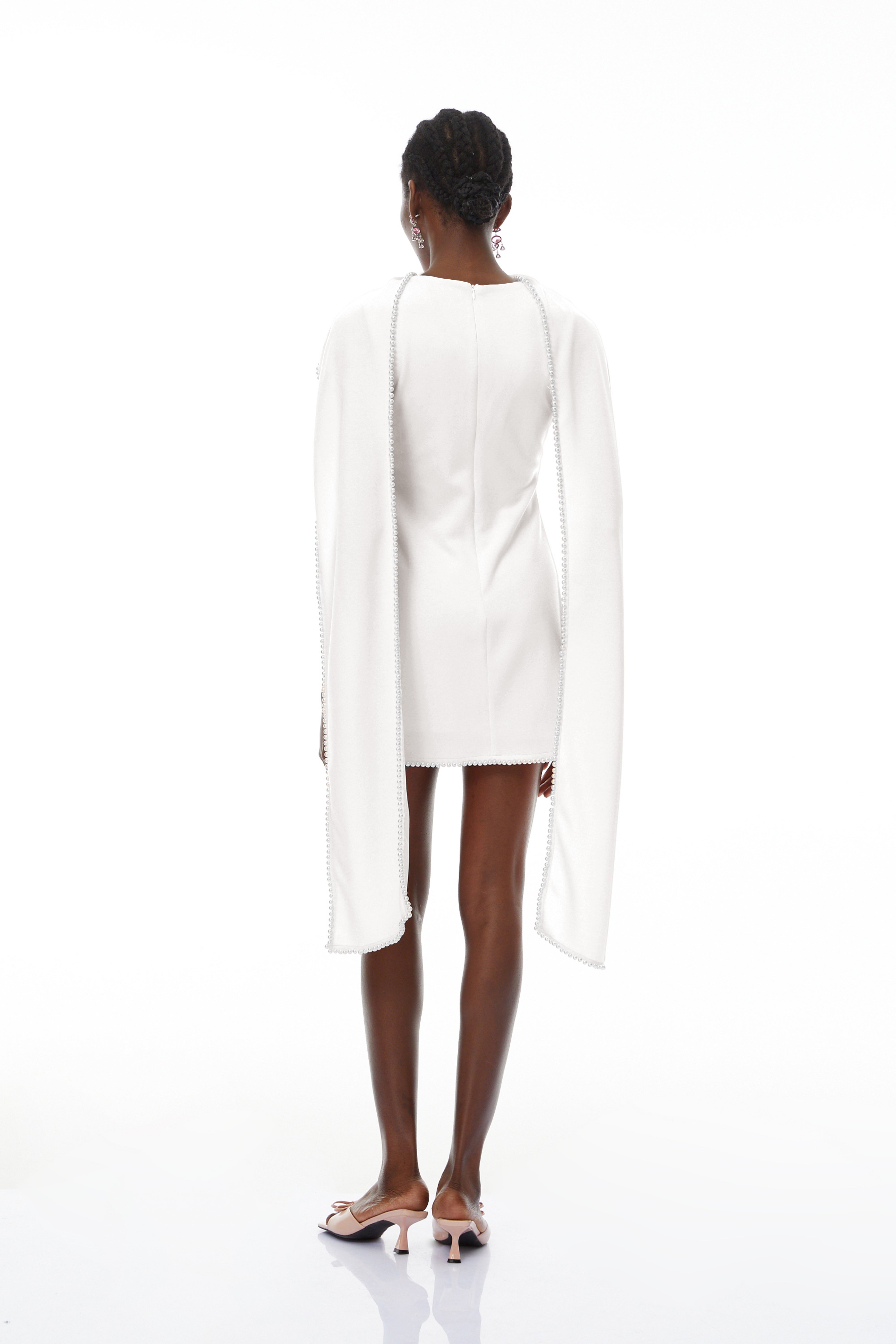 Sleeveless Pearl Trim Mini Dress