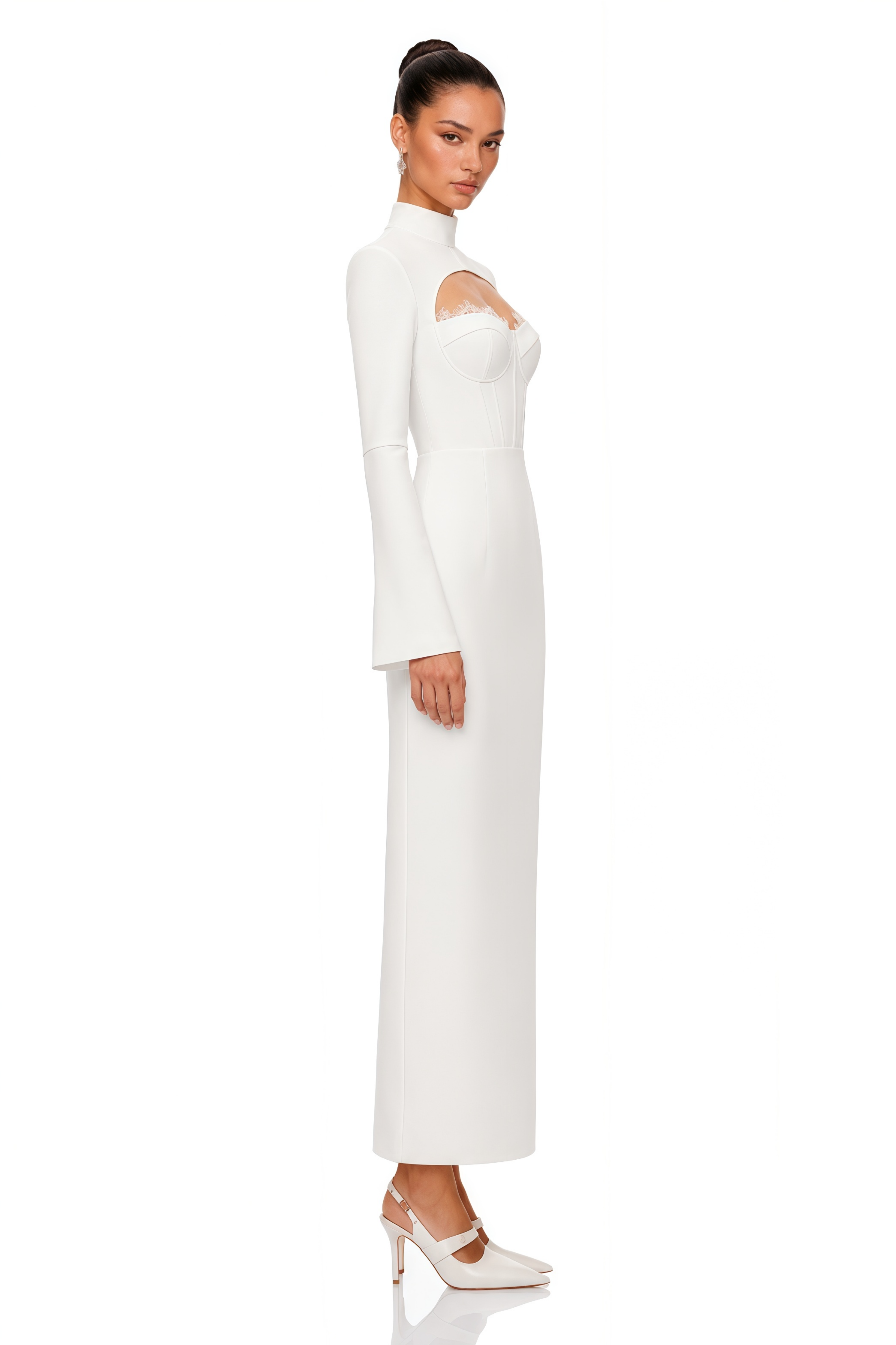 Ingvild White High Neck Backless Maxi Dress