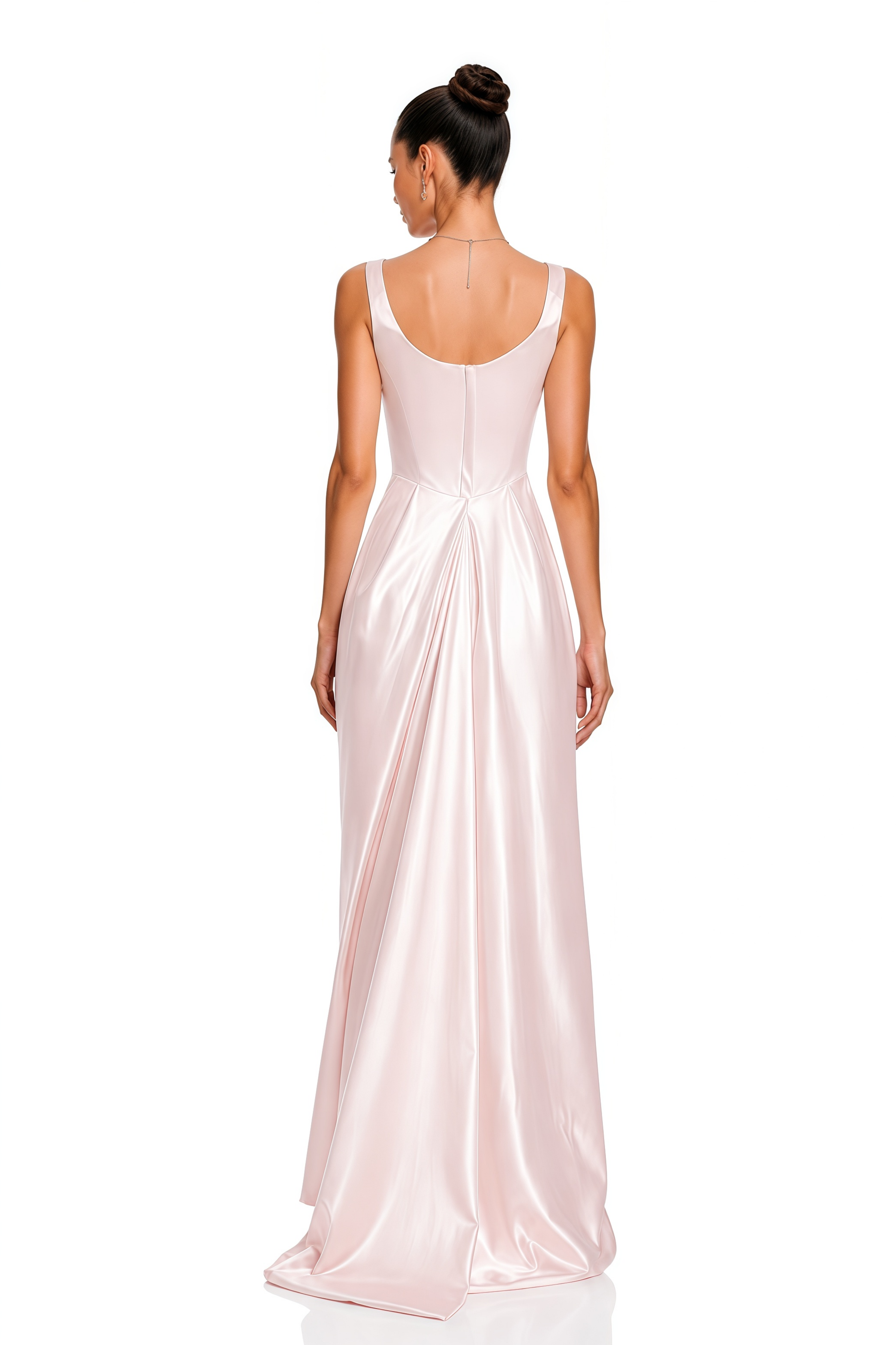 Fiona Pink Satin Square Neck Maxi Dress