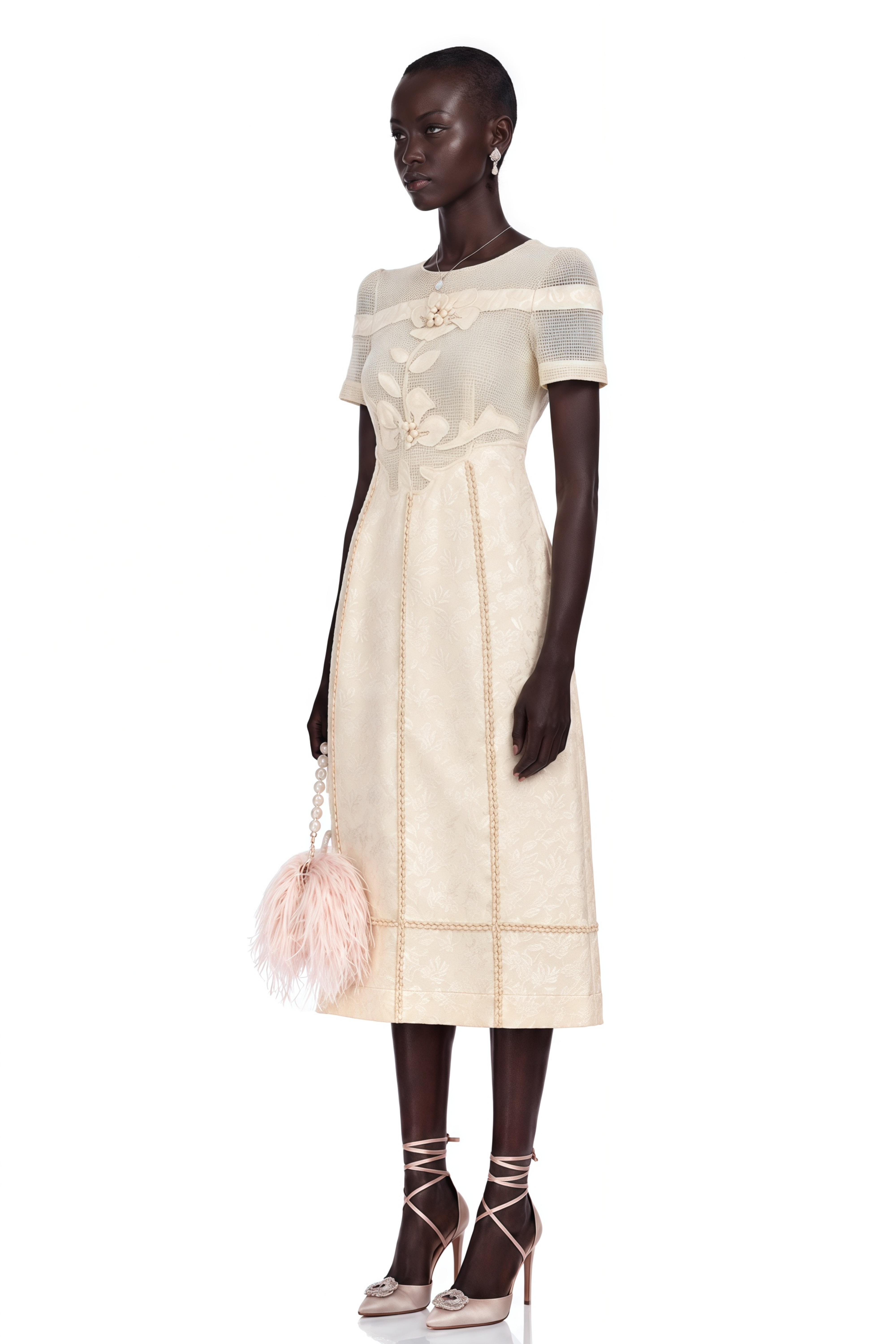 Diane floral embroidered openwork midi dress