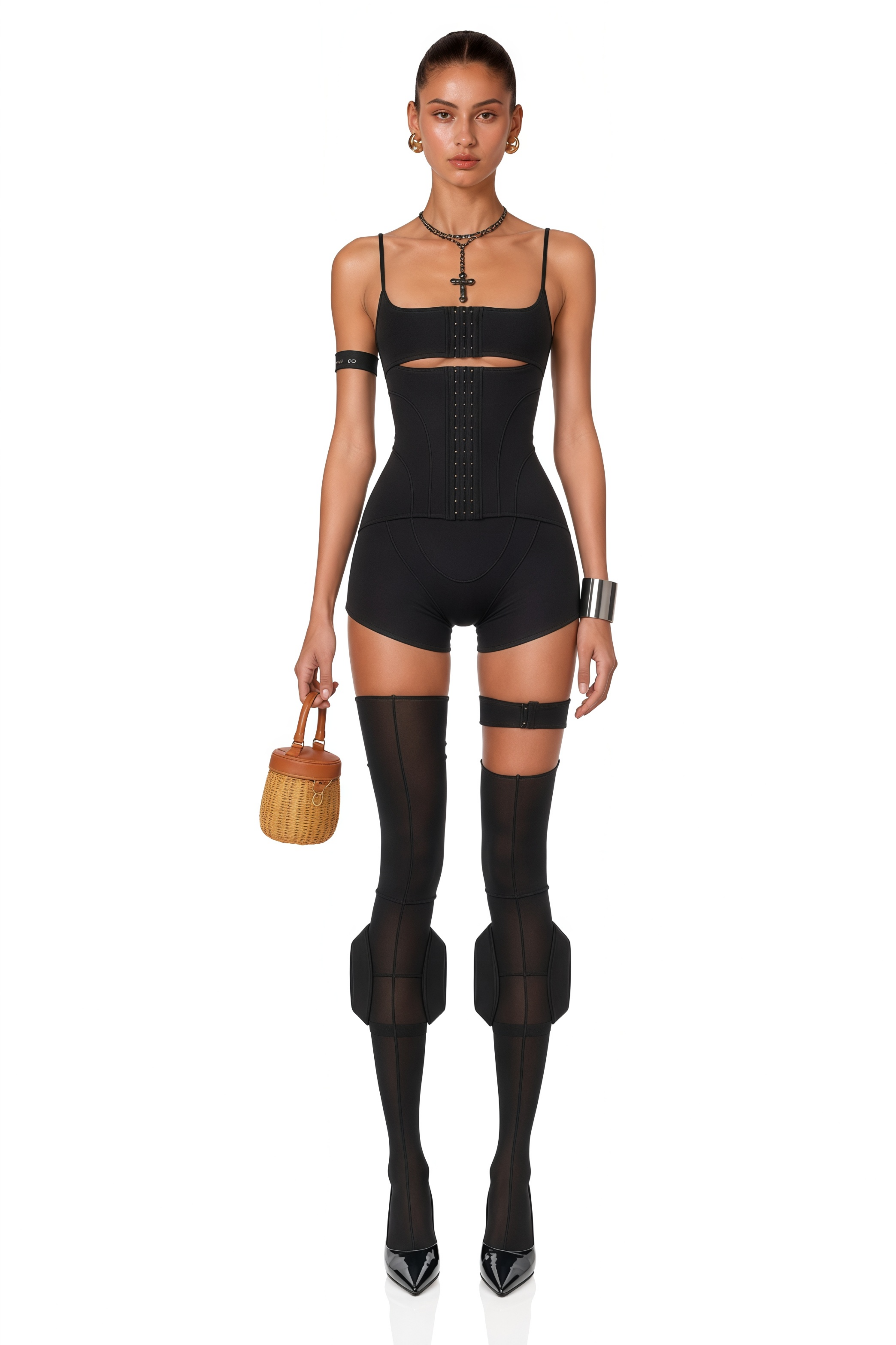 Éclat Black Hollow Detail Playsuit