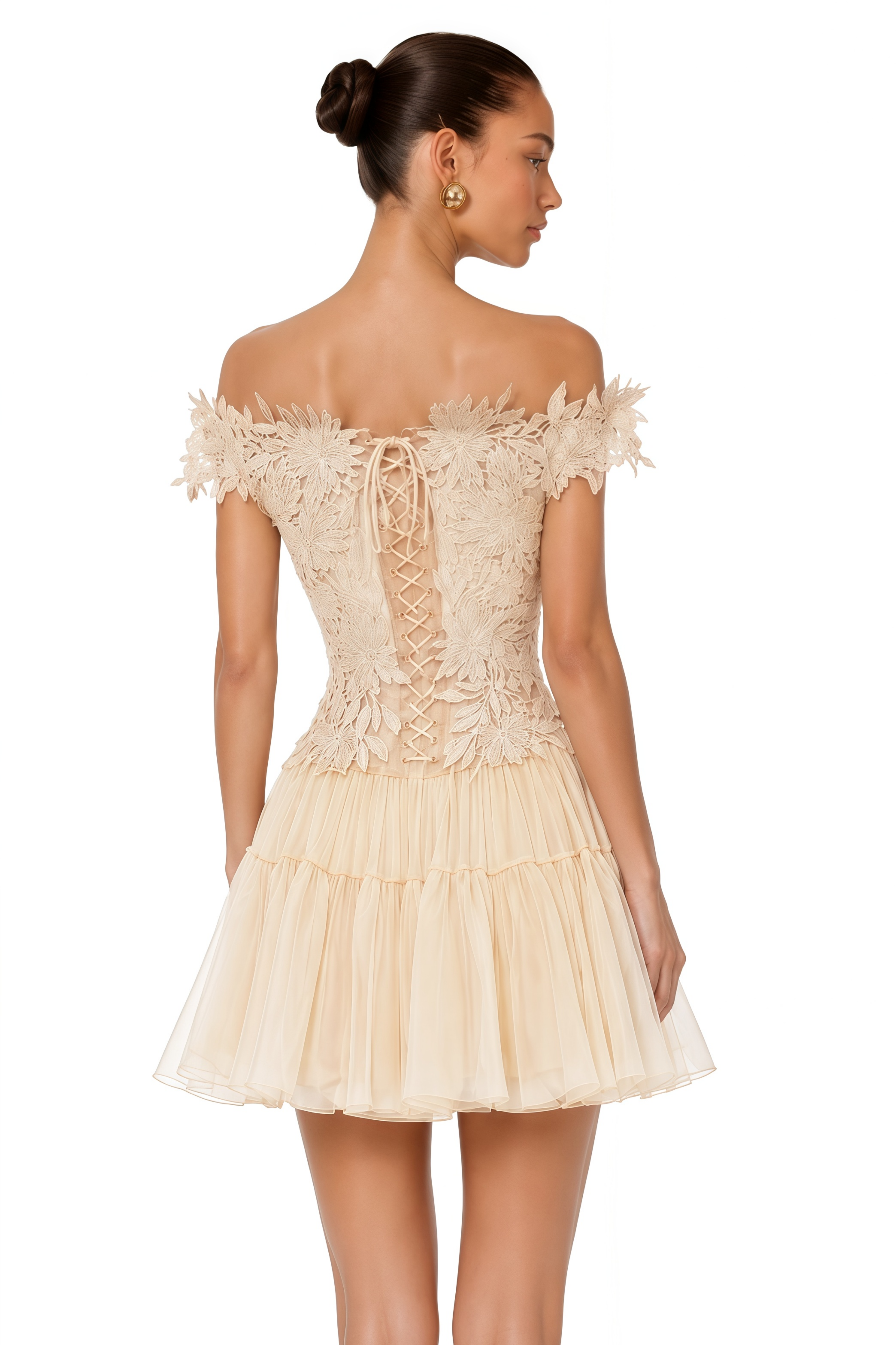 Katie Cream Floral Embroidered Top & Skirt Set