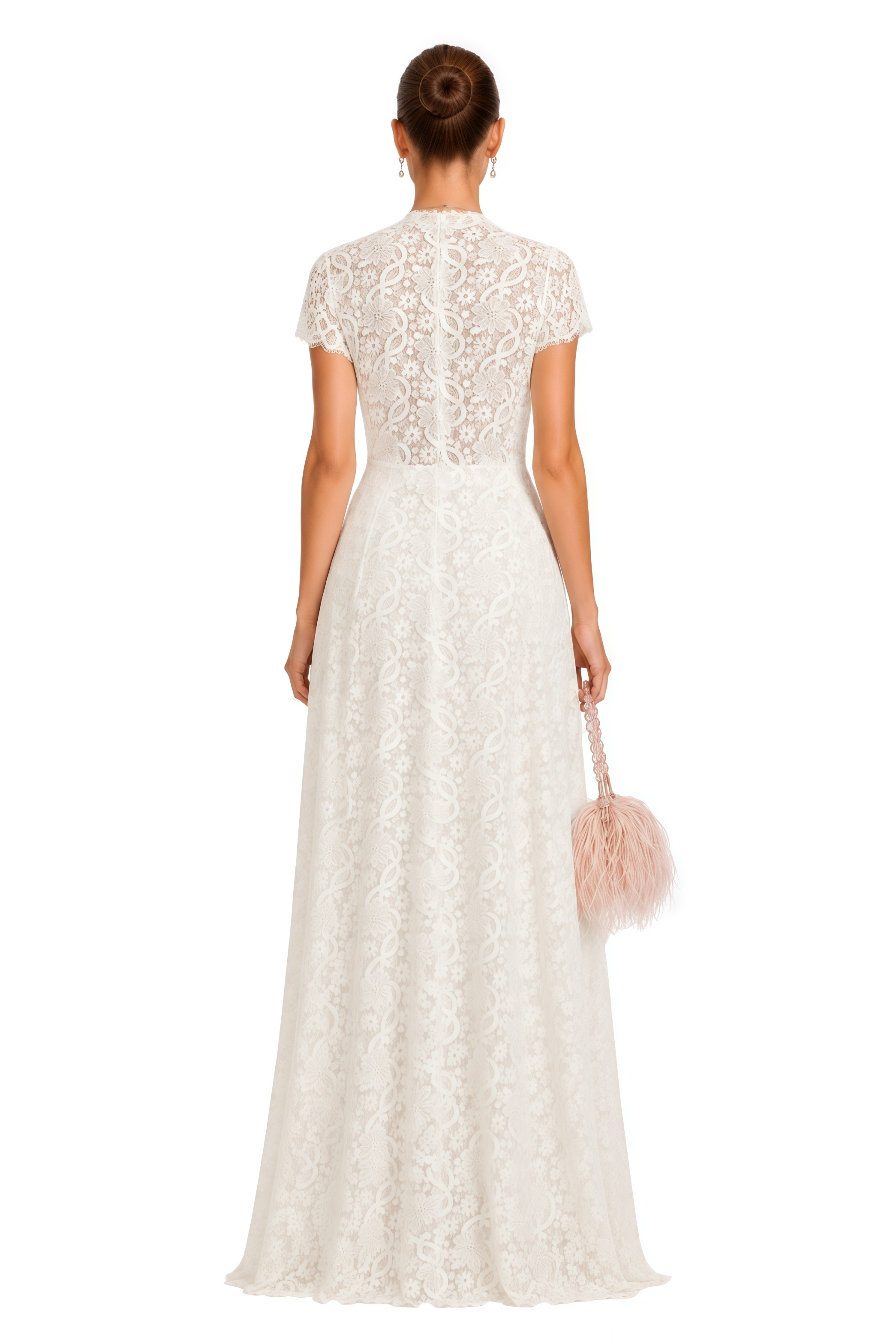 Loana White Floral Lace Top & Trousers Set   