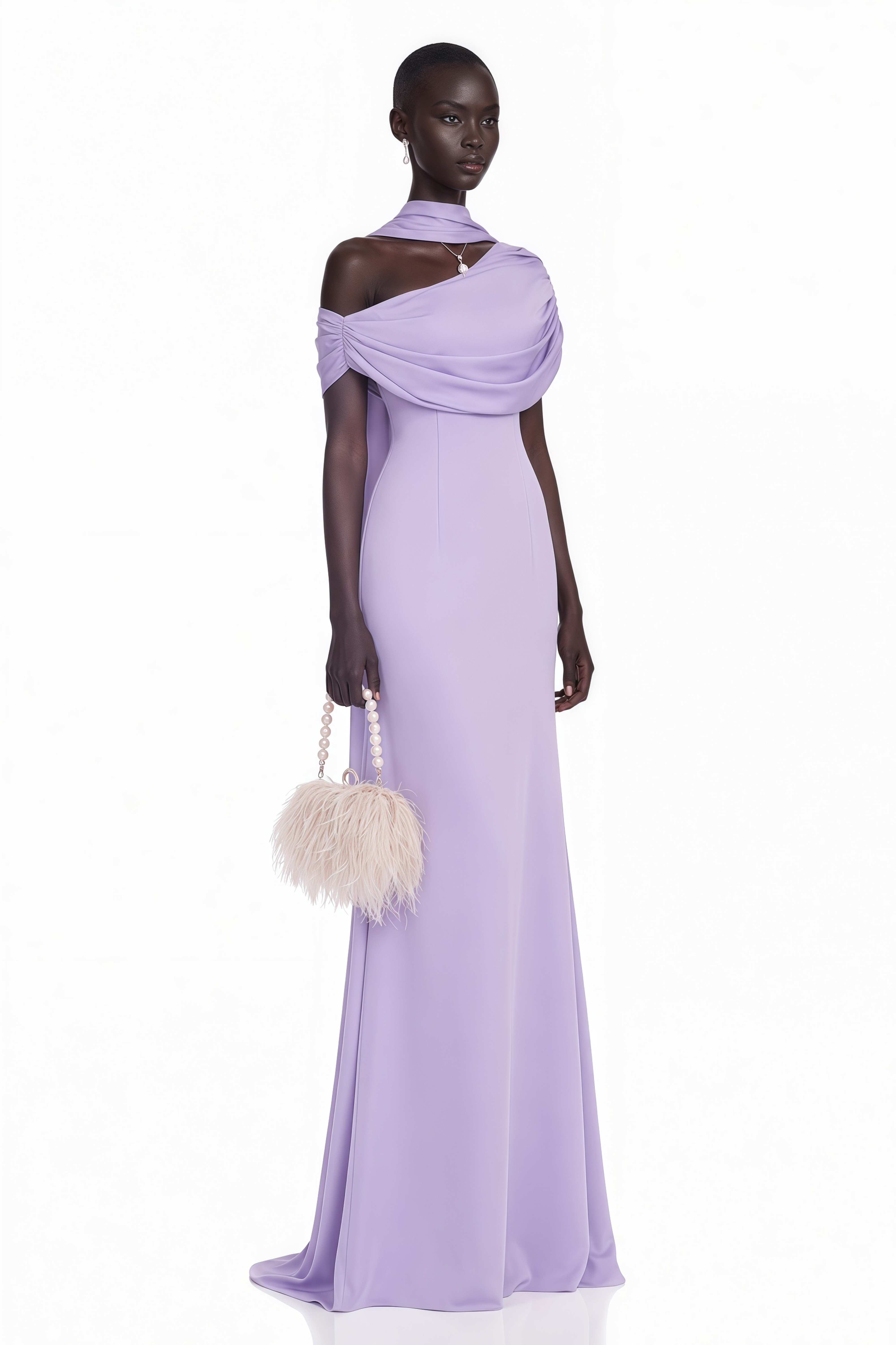 Benedetta Lilac One Shoulder Satin Maxi Dress