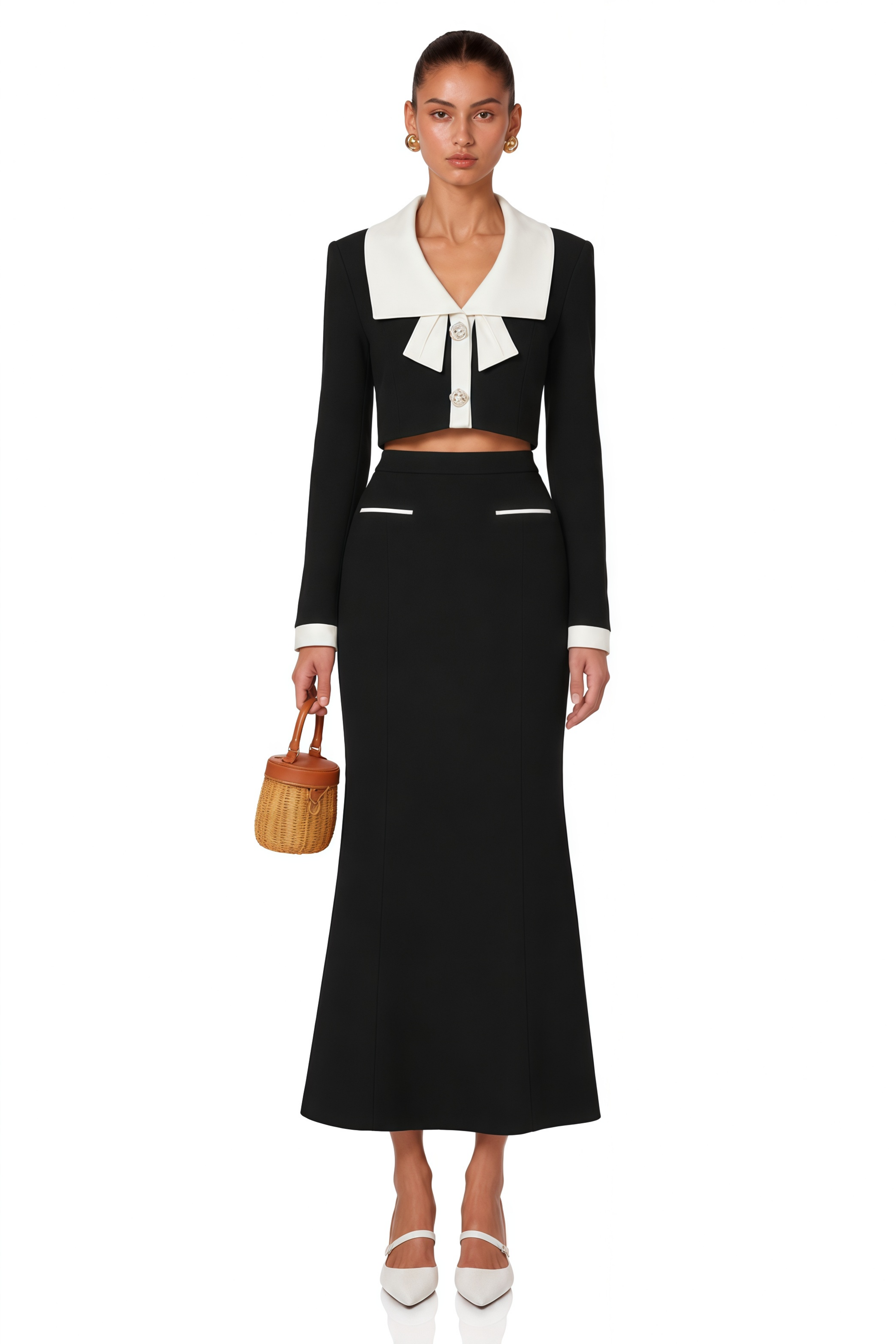 Odile black jacket & skirt matching set