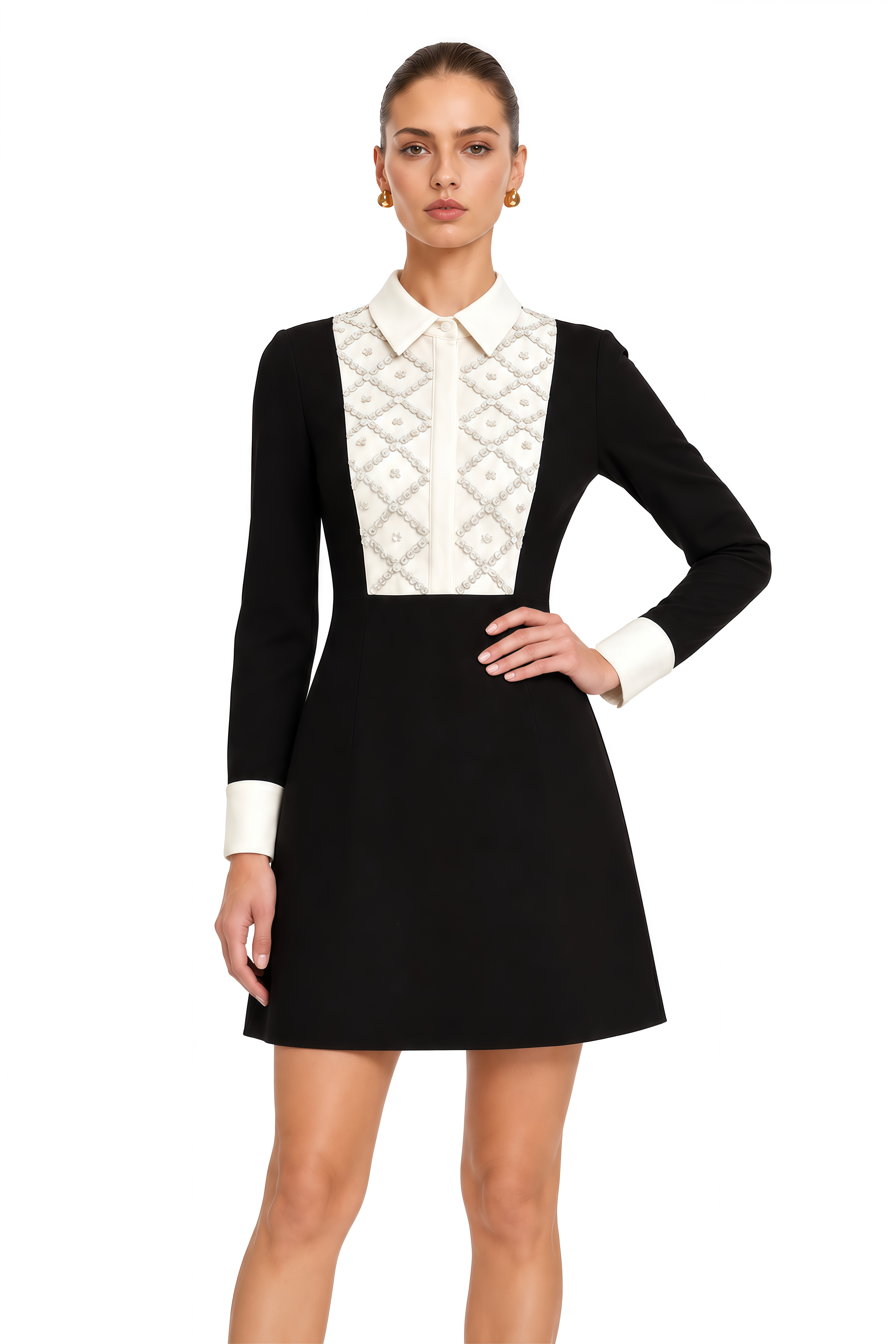 Esmée Two Tone Embellished Mini Dress