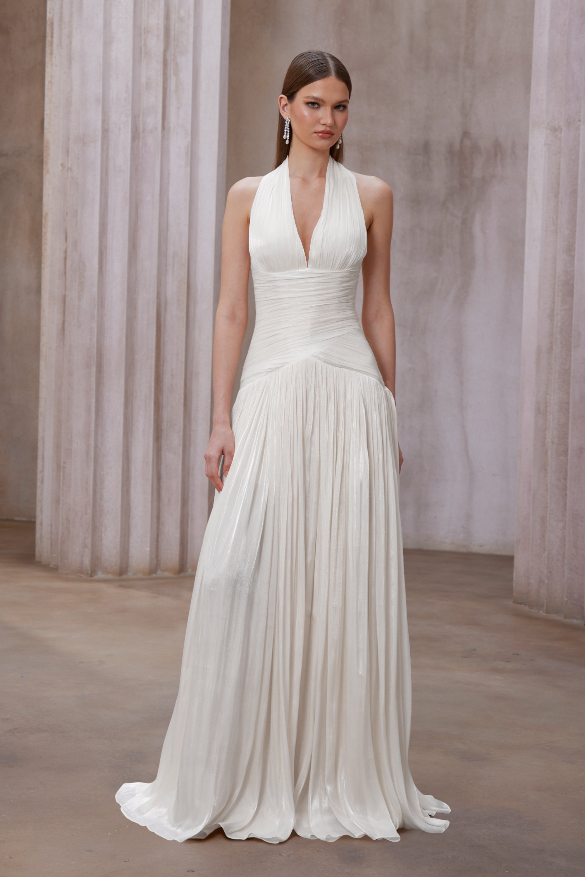 White Gathered Maxi Dress