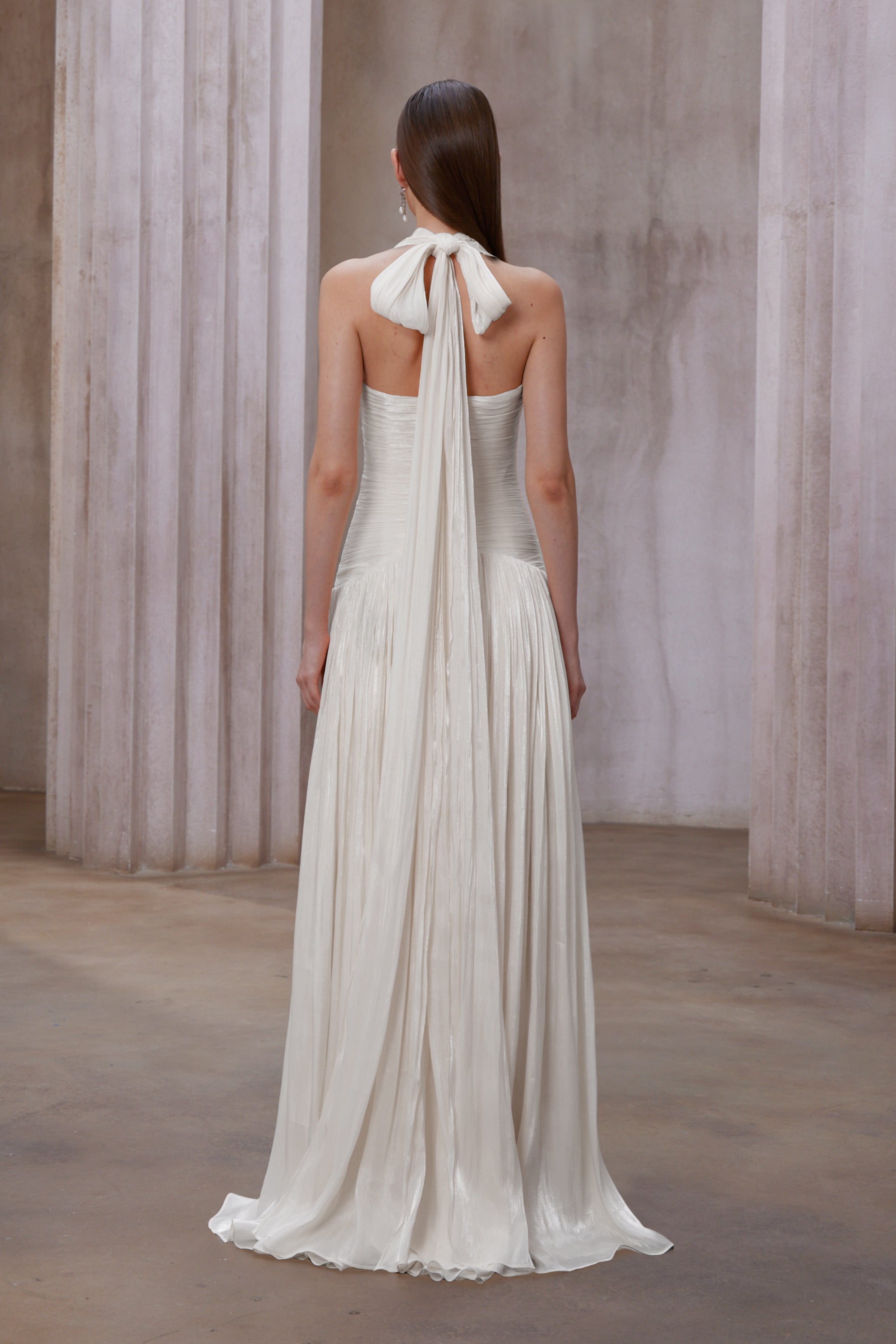 White Gathered Maxi Dress