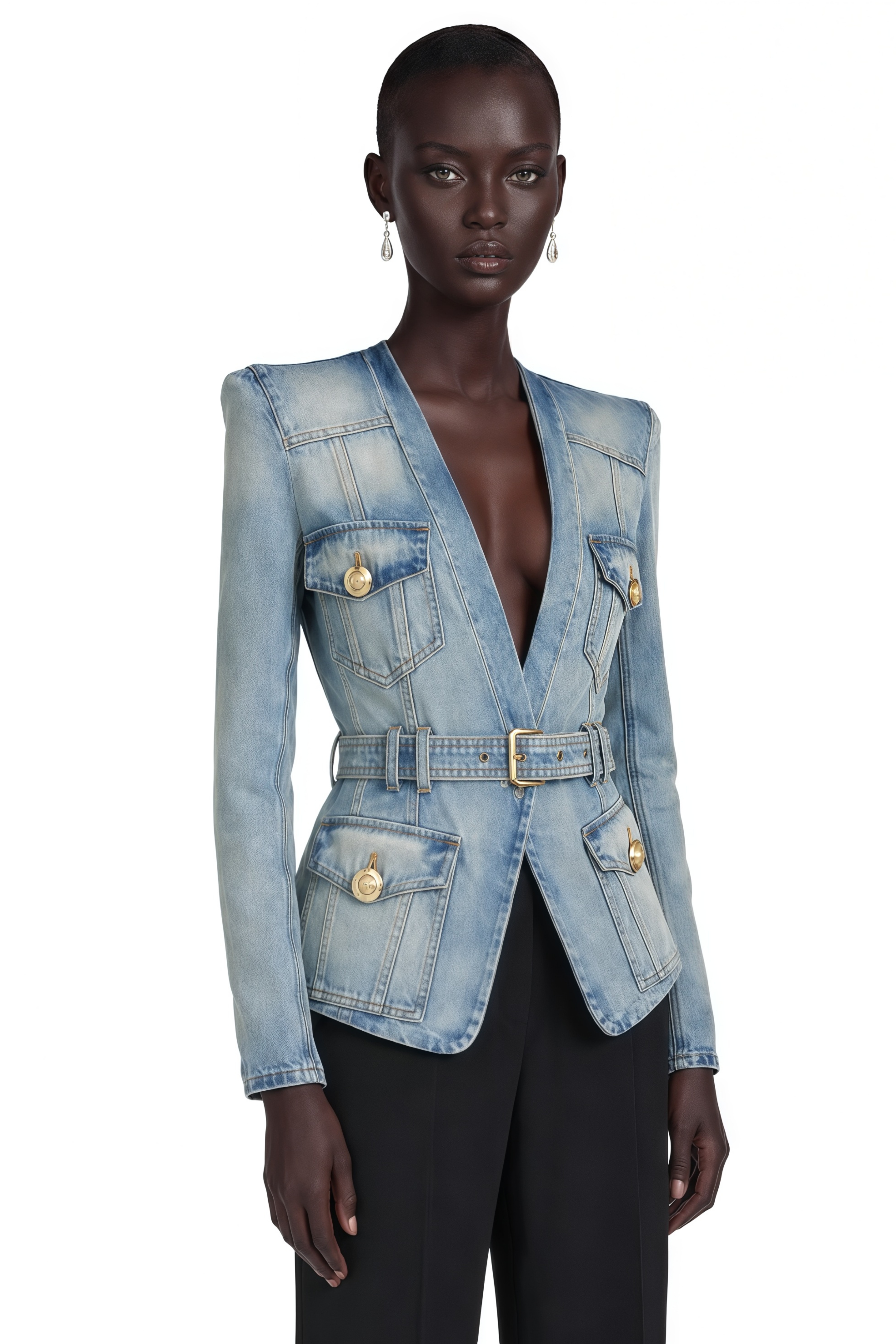 Edda Light Blue Belted Denim Jacket